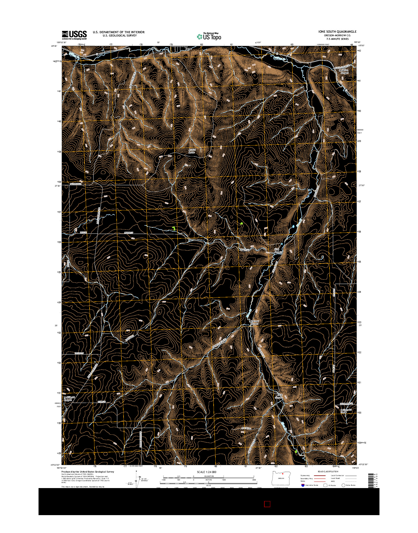 USGS US TOPO 7.5-MINUTE MAP FOR IONE SOUTH, OR 2017