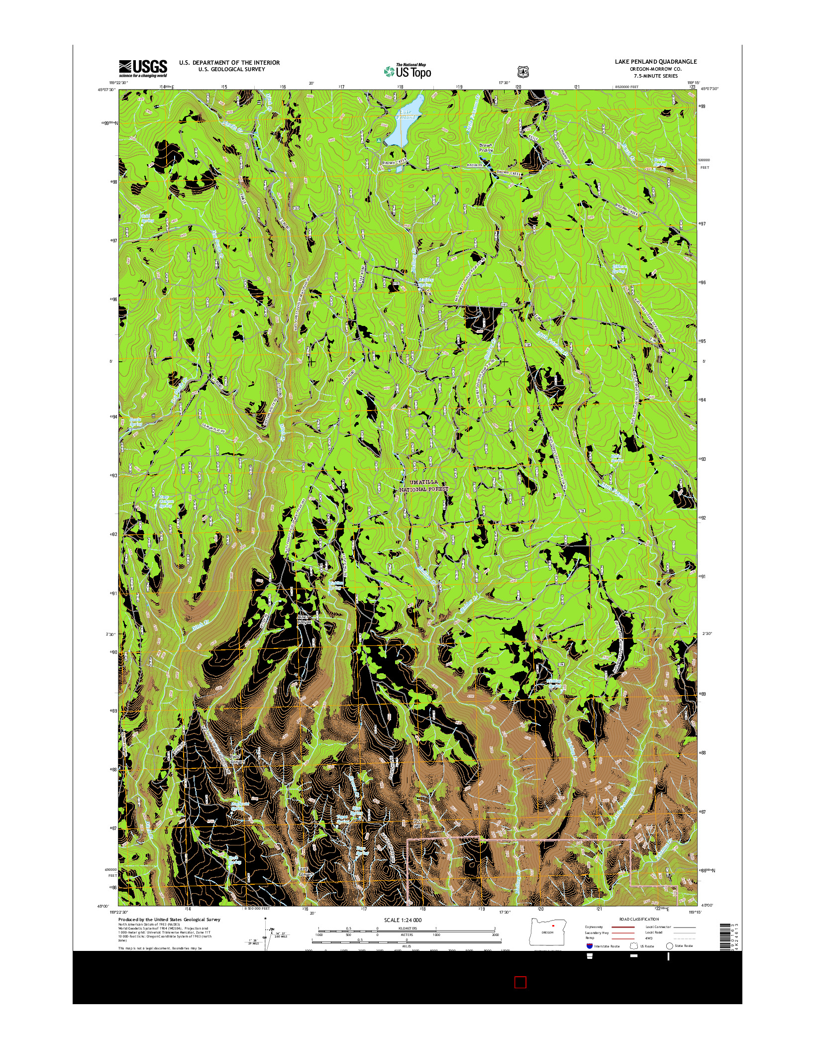 USGS US TOPO 7.5-MINUTE MAP FOR LAKE PENLAND, OR 2017