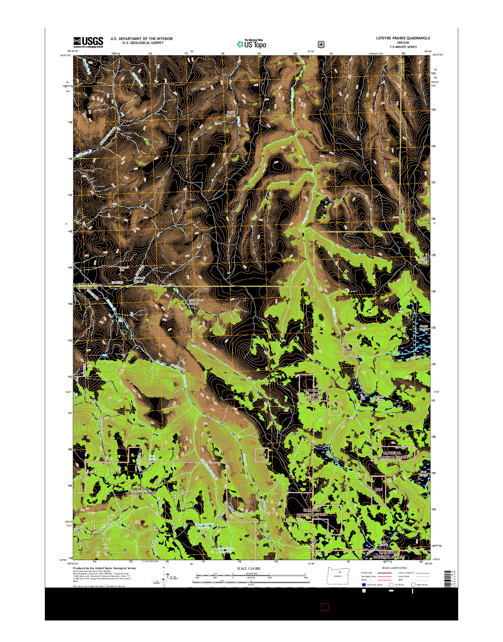 USGS US TOPO 7.5-MINUTE MAP FOR LEFEVRE PRAIRIE, OR 2017