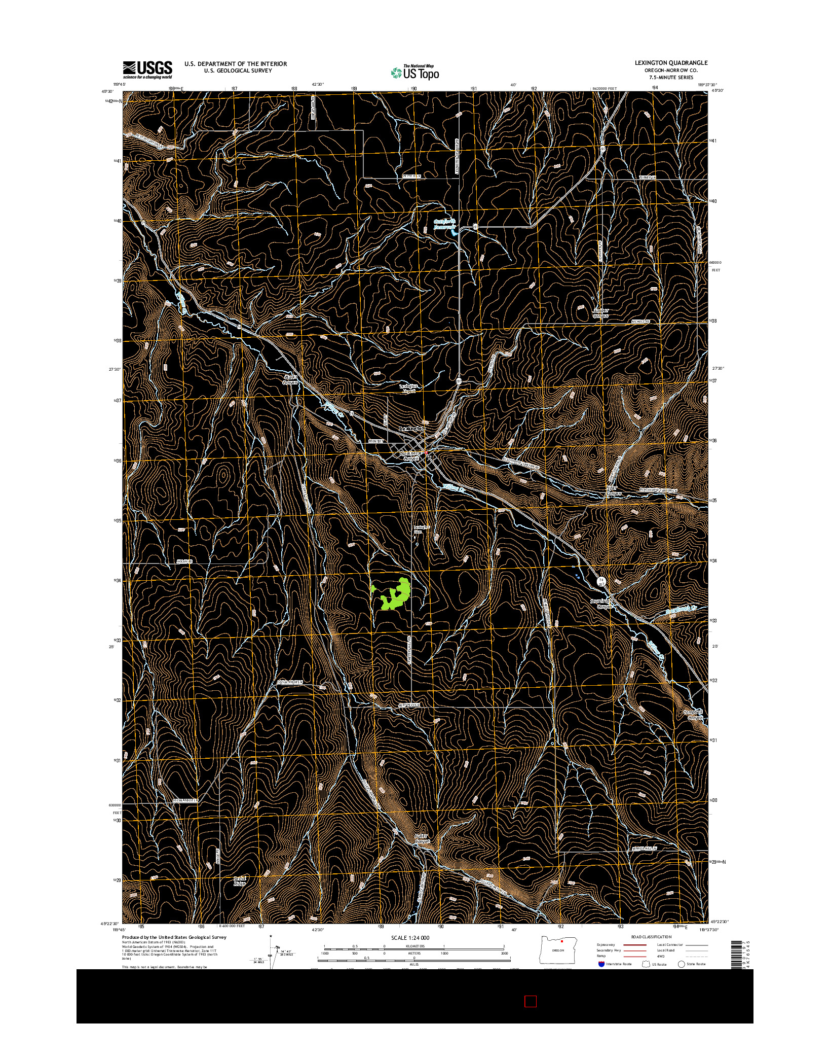 USGS US TOPO 7.5-MINUTE MAP FOR LEXINGTON, OR 2017