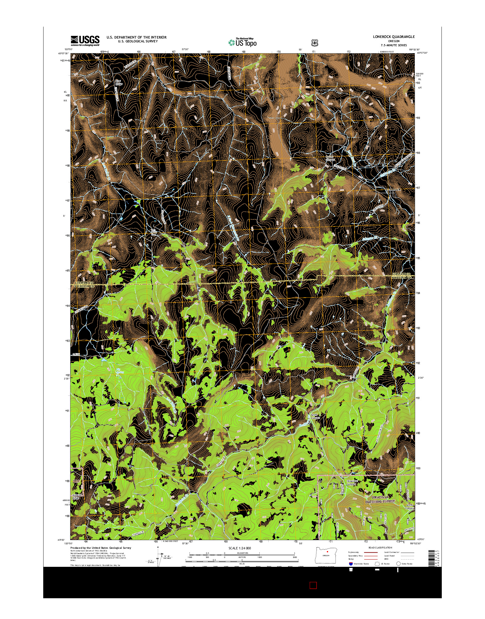 USGS US TOPO 7.5-MINUTE MAP FOR LONEROCK, OR 2017