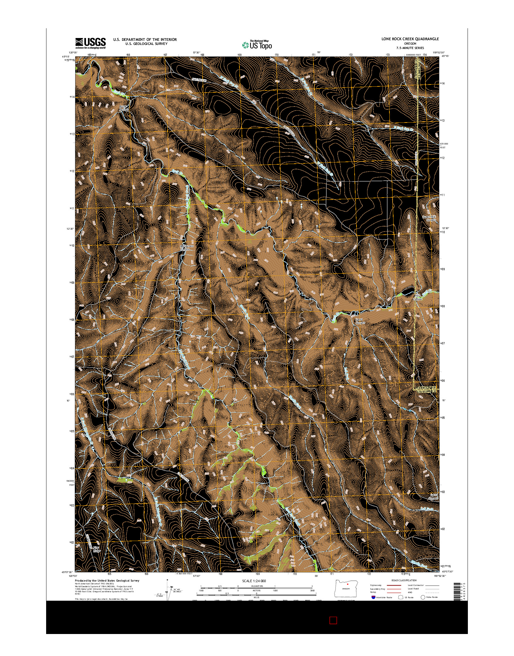 USGS US TOPO 7.5-MINUTE MAP FOR LONE ROCK CREEK, OR 2017