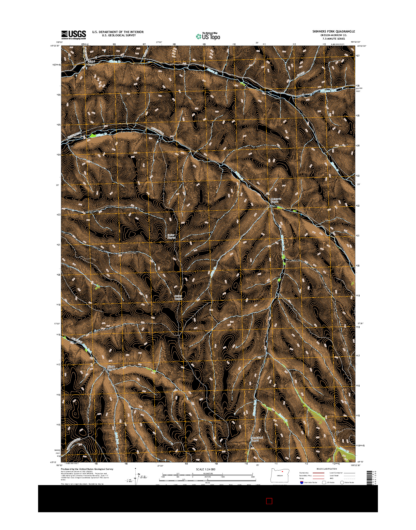 USGS US TOPO 7.5-MINUTE MAP FOR SKINNERS FORK, OR 2017
