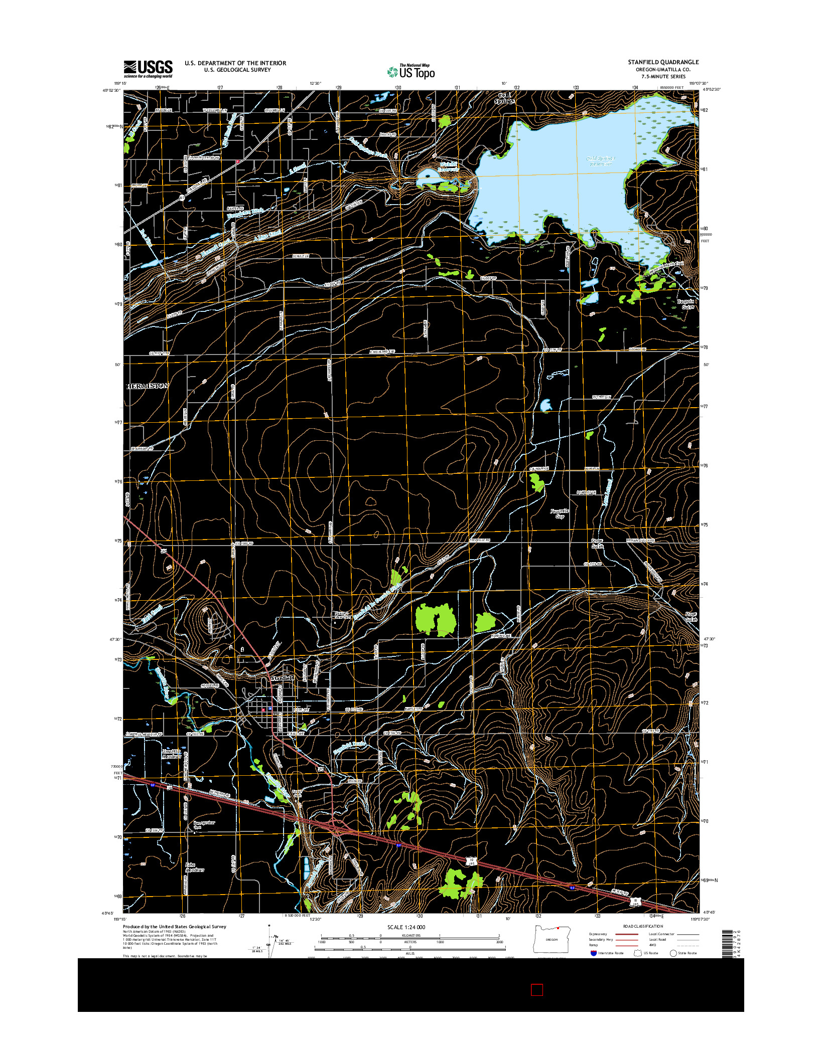 USGS US TOPO 7.5-MINUTE MAP FOR STANFIELD, OR 2017