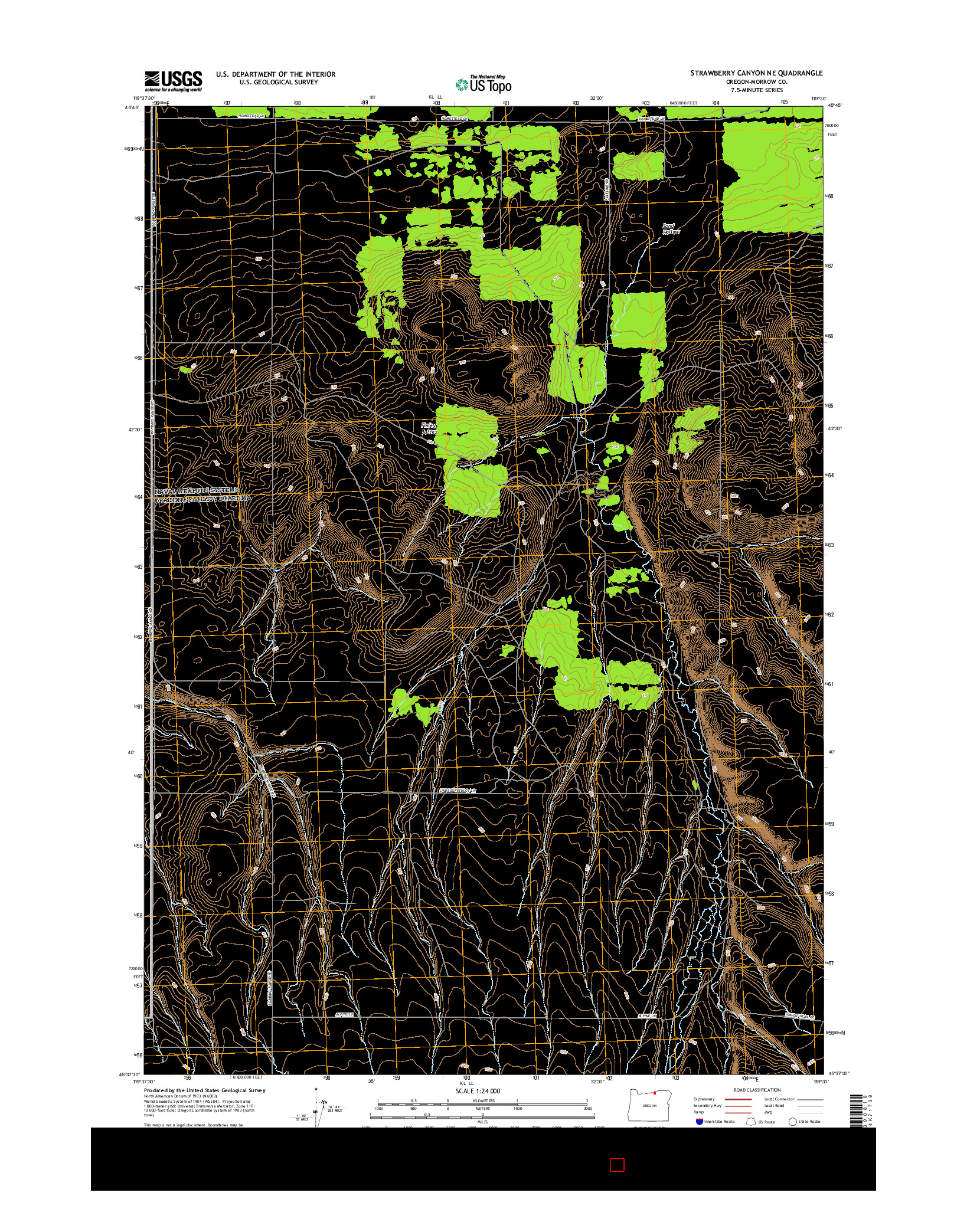 USGS US TOPO 7.5-MINUTE MAP FOR STRAWBERRY CANYON NE, OR 2017
