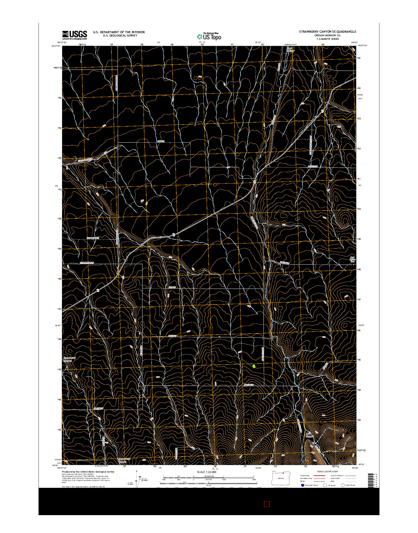 USGS US TOPO 7.5-MINUTE MAP FOR STRAWBERRY CANYON SE, OR 2017