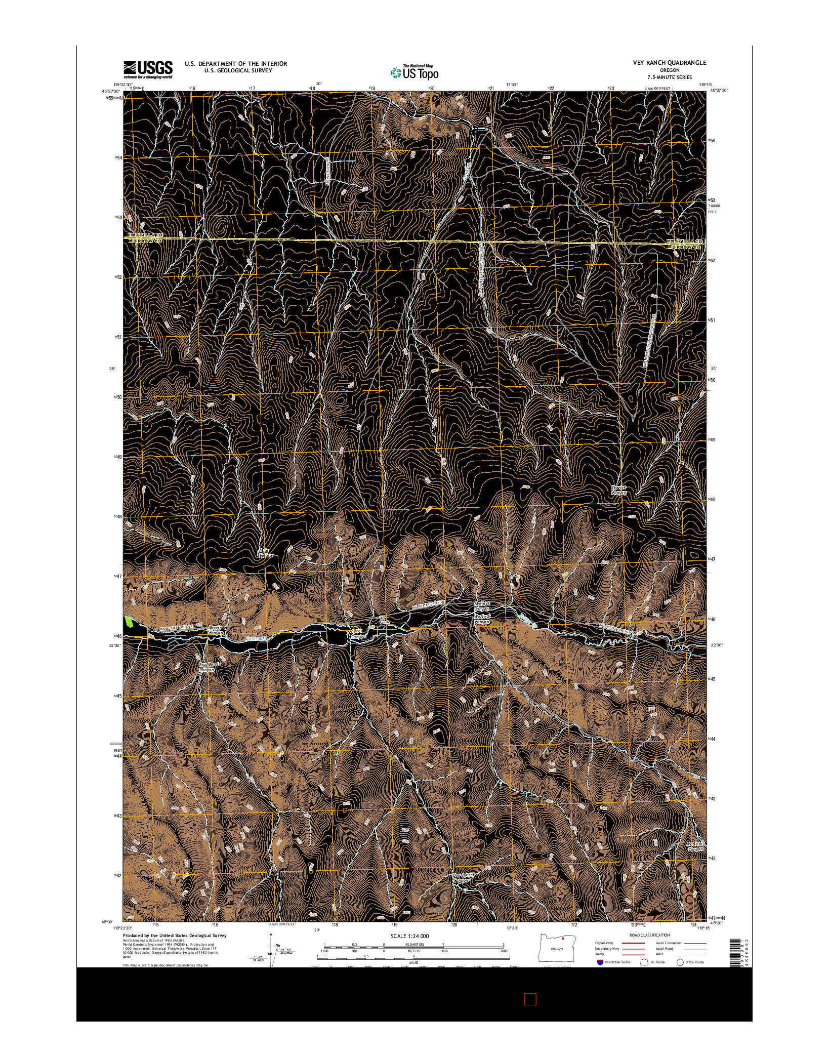 USGS US TOPO 7.5-MINUTE MAP FOR VEY RANCH, OR 2017