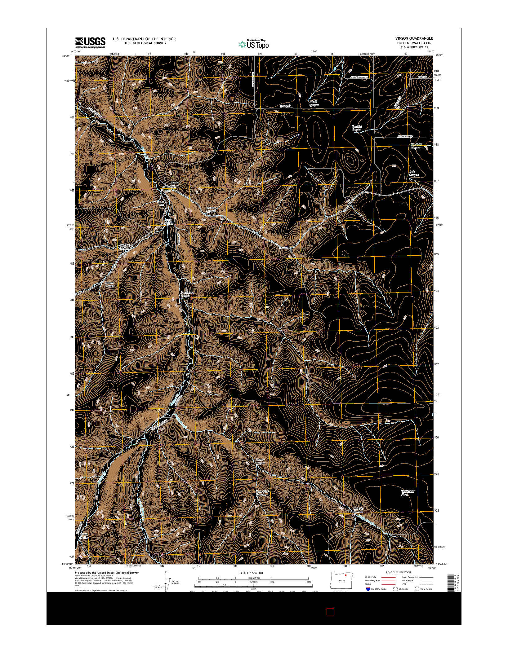 USGS US TOPO 7.5-MINUTE MAP FOR VINSON, OR 2017