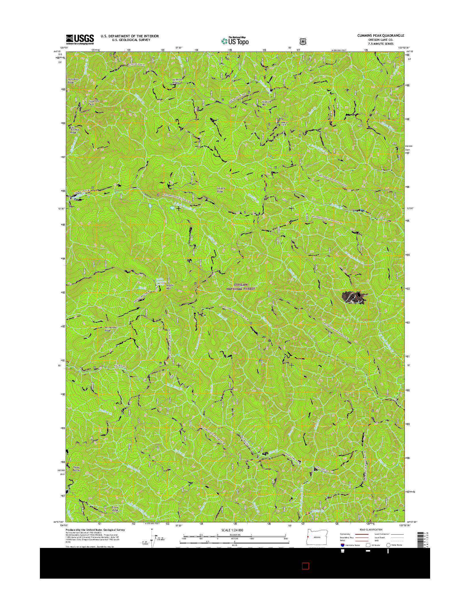 USGS US TOPO 7.5-MINUTE MAP FOR CUMMINS PEAK, OR 2017