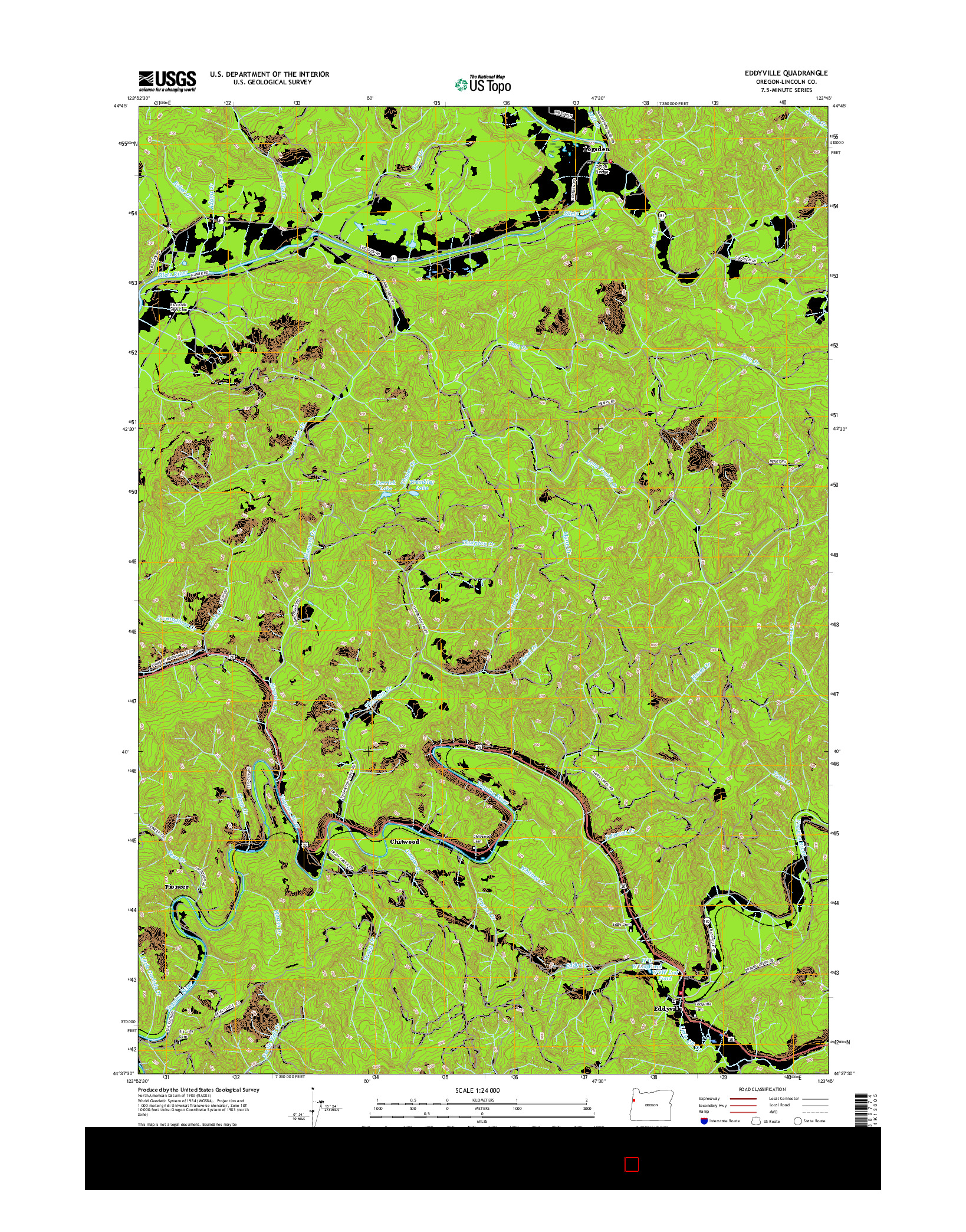 USGS US TOPO 7.5-MINUTE MAP FOR EDDYVILLE, OR 2017
