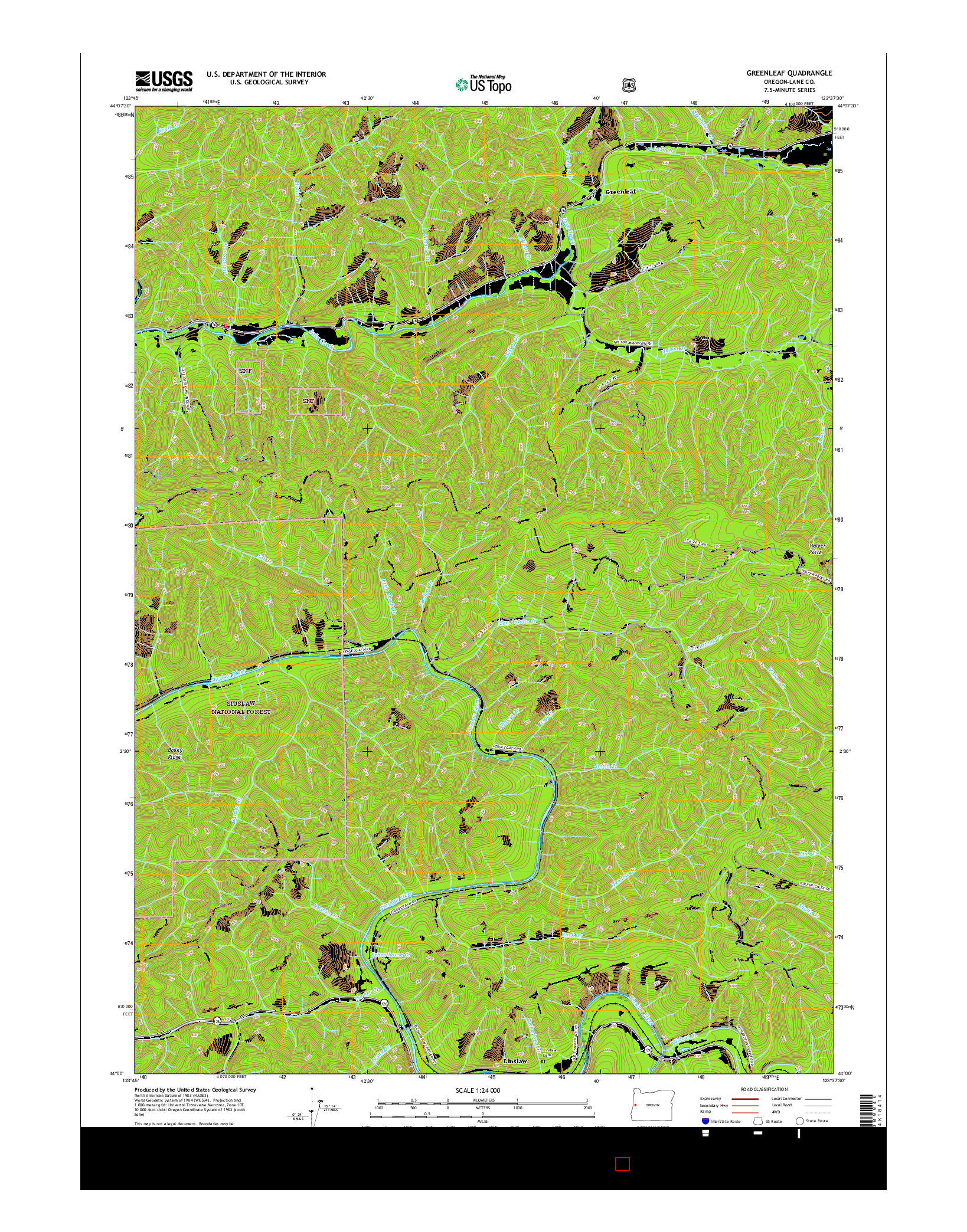 USGS US TOPO 7.5-MINUTE MAP FOR GREENLEAF, OR 2017