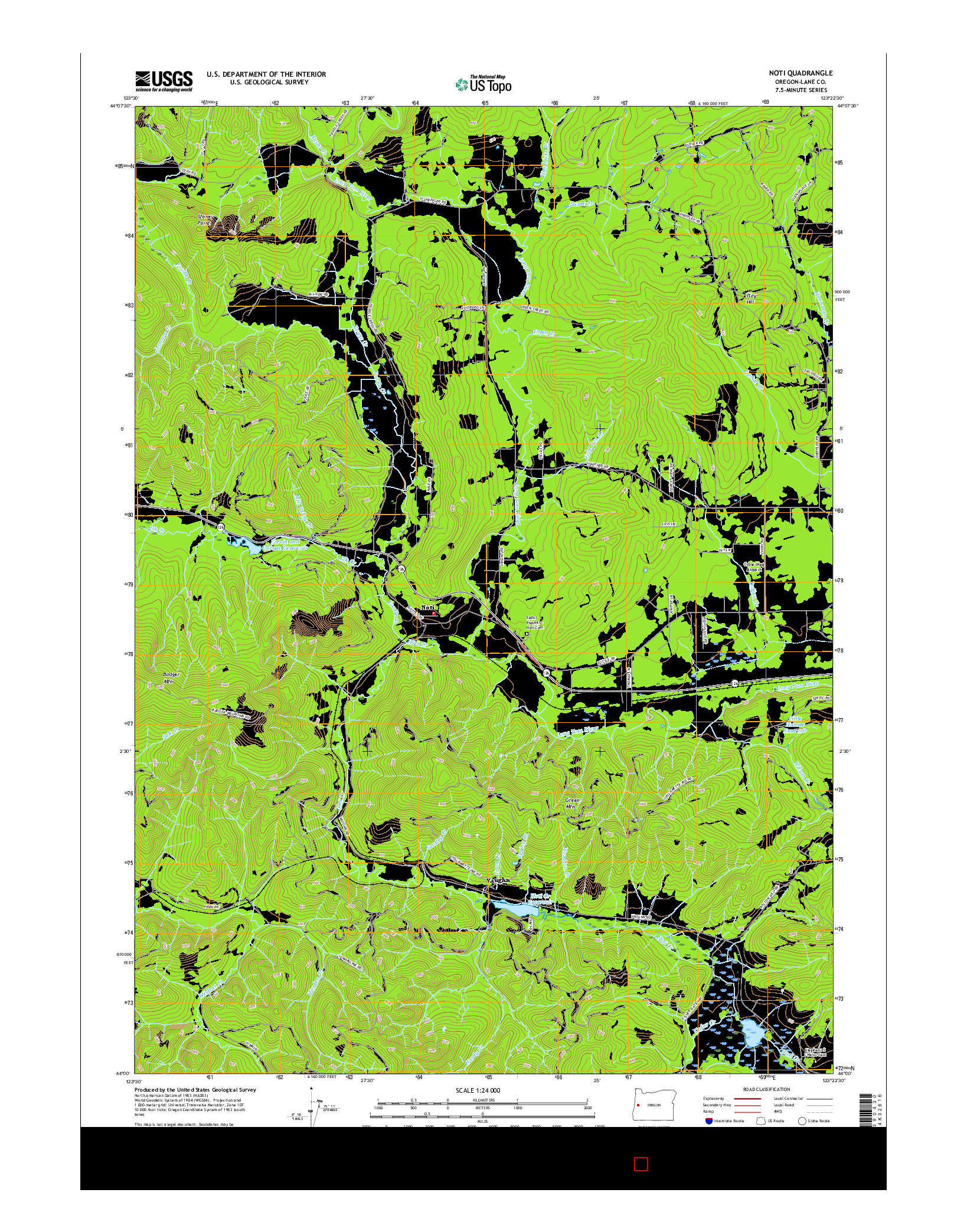 USGS US TOPO 7.5-MINUTE MAP FOR NOTI, OR 2017