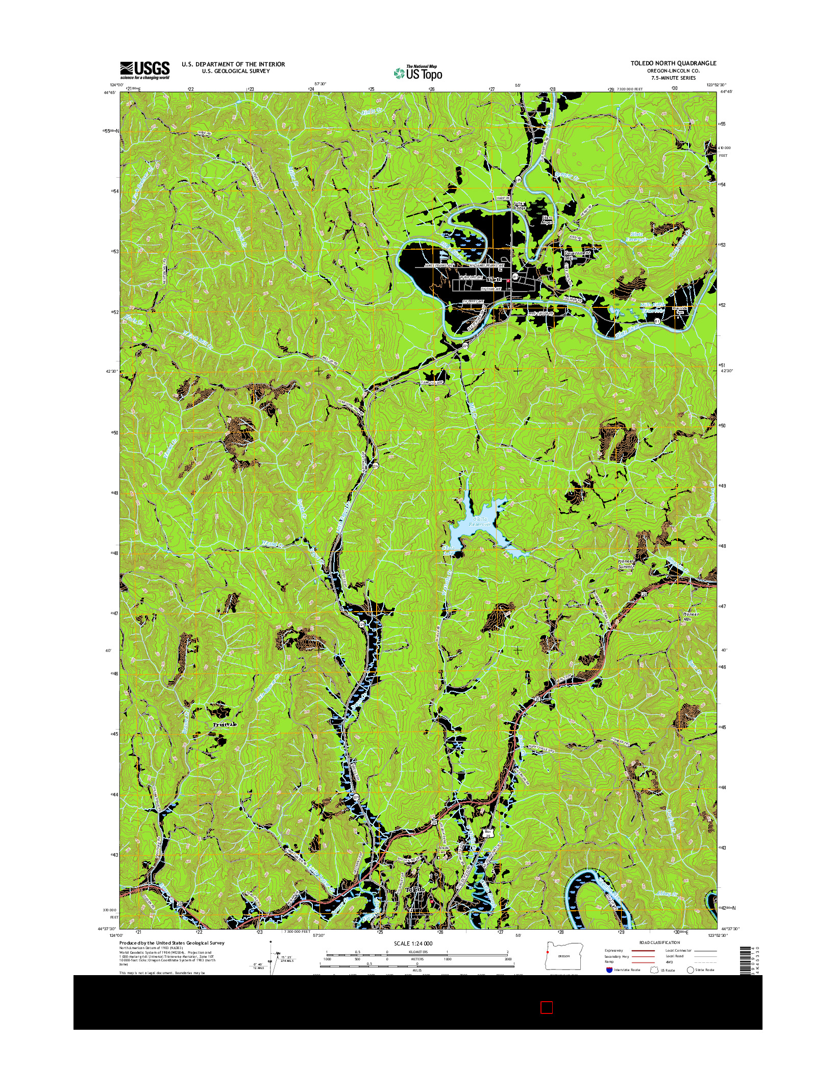 USGS US TOPO 7.5-MINUTE MAP FOR TOLEDO NORTH, OR 2017