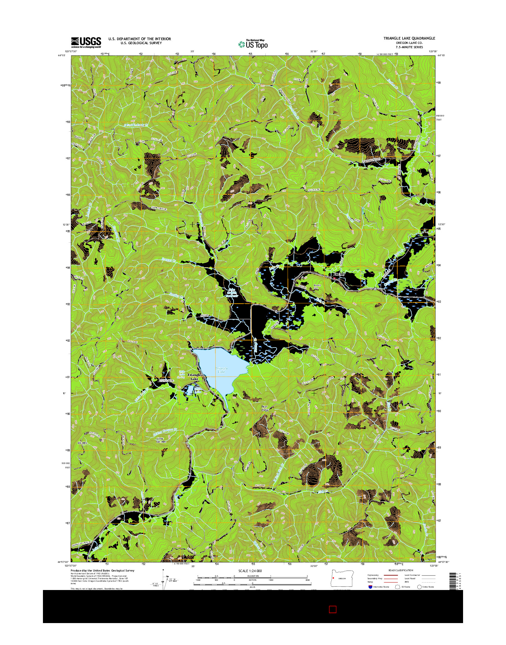 USGS US TOPO 7.5-MINUTE MAP FOR TRIANGLE LAKE, OR 2017