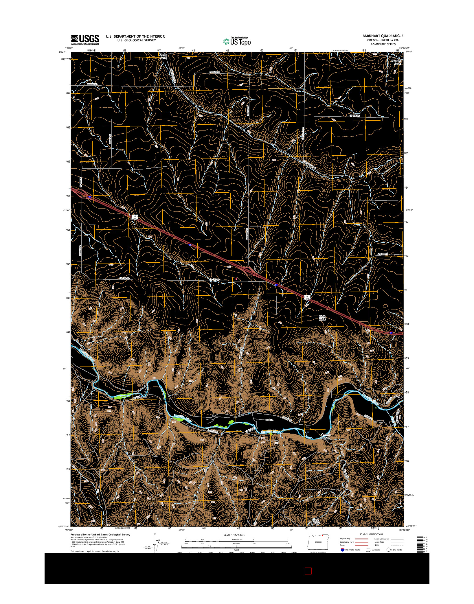 USGS US TOPO 7.5-MINUTE MAP FOR BARNHART, OR 2017