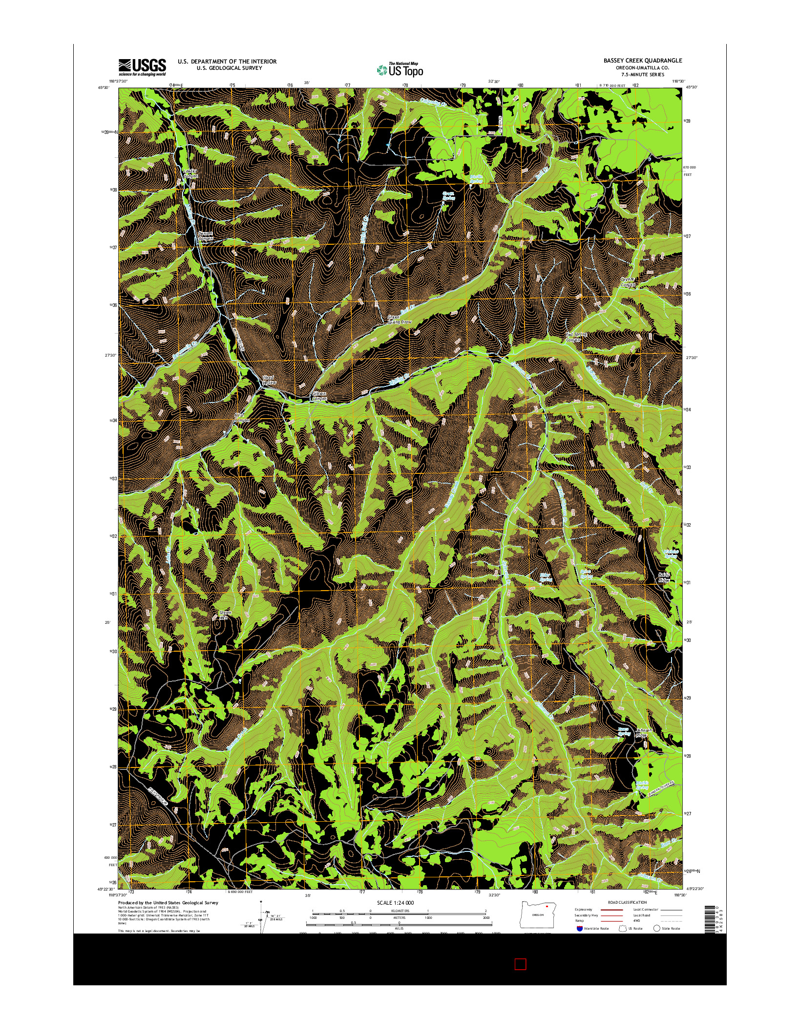 USGS US TOPO 7.5-MINUTE MAP FOR BASSEY CREEK, OR 2017