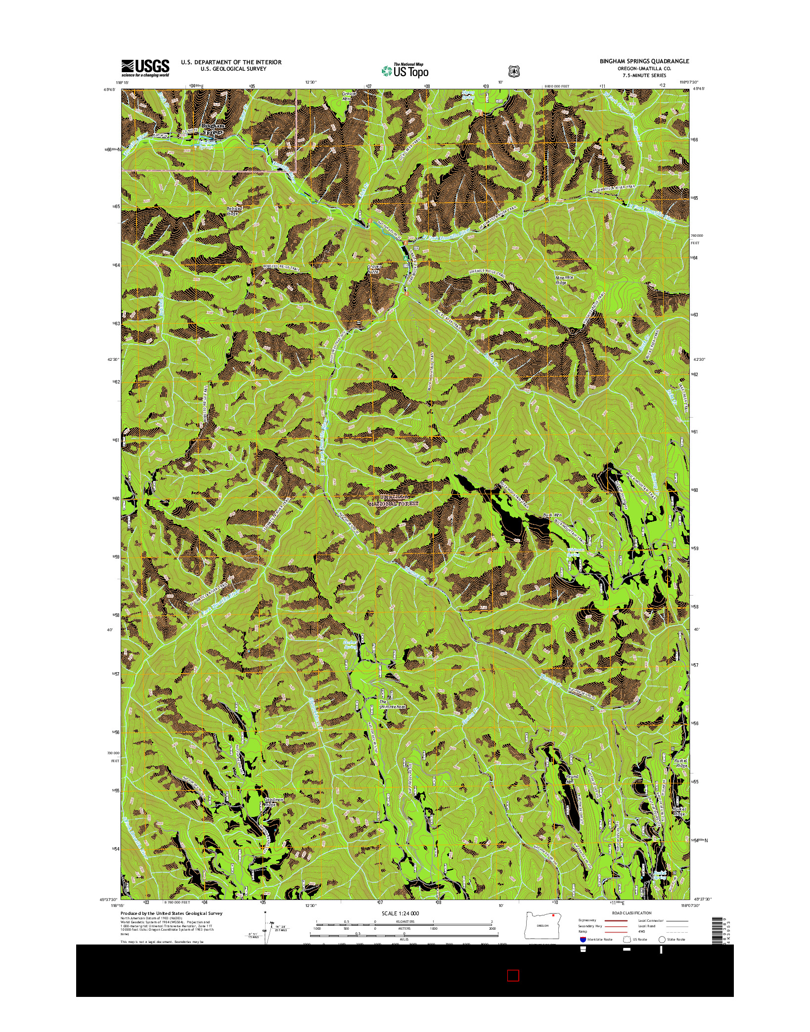 USGS US TOPO 7.5-MINUTE MAP FOR BINGHAM SPRINGS, OR 2017