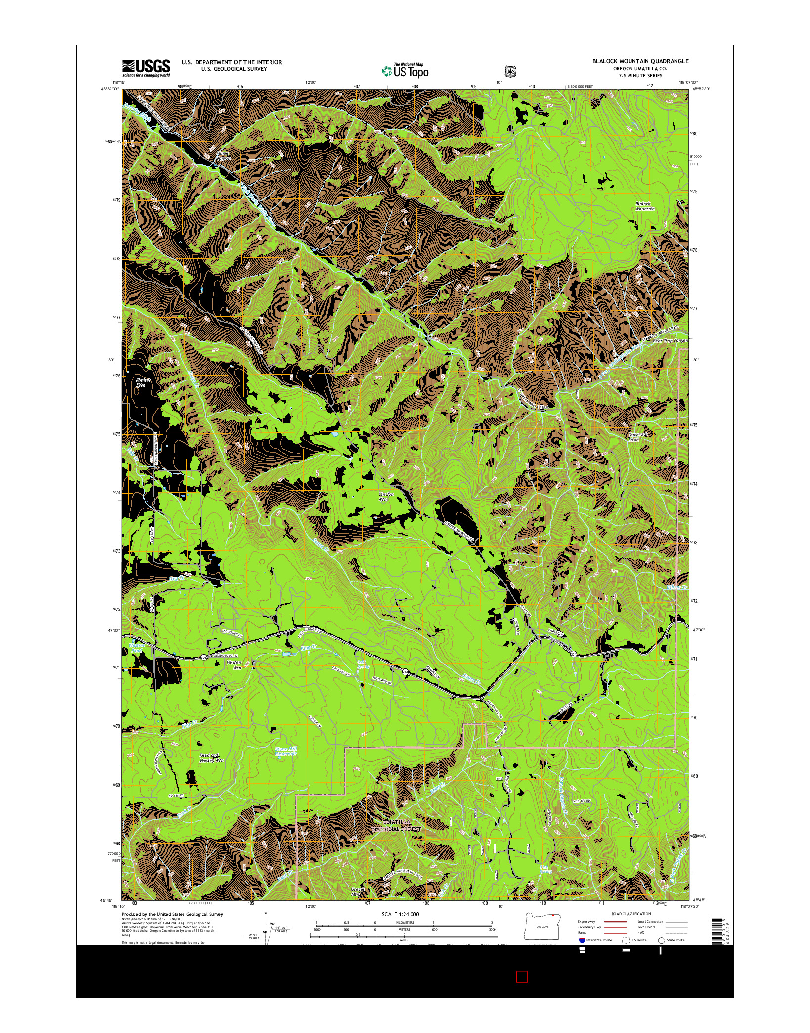 USGS US TOPO 7.5-MINUTE MAP FOR BLALOCK MOUNTAIN, OR 2017