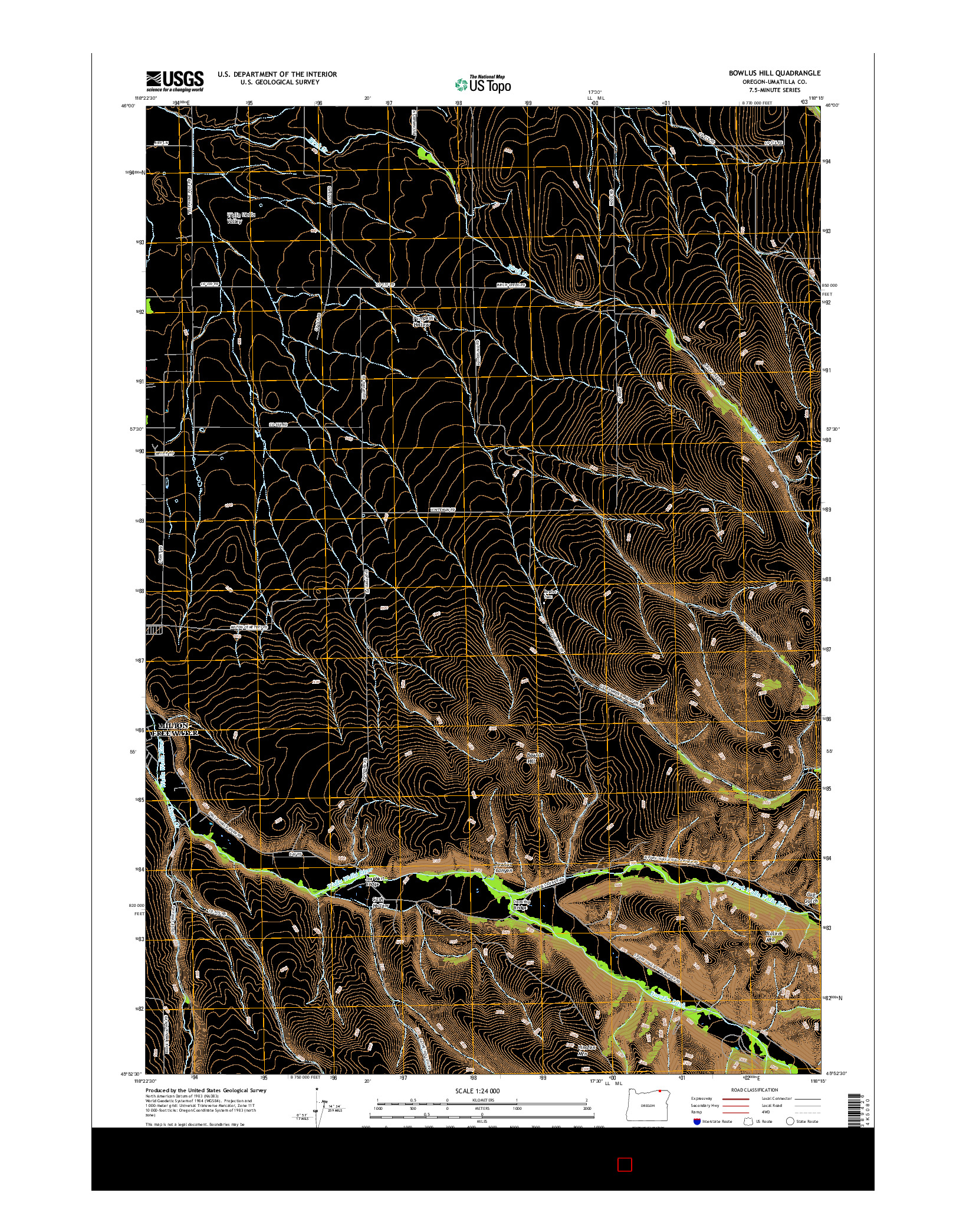 USGS US TOPO 7.5-MINUTE MAP FOR BOWLUS HILL, OR 2017