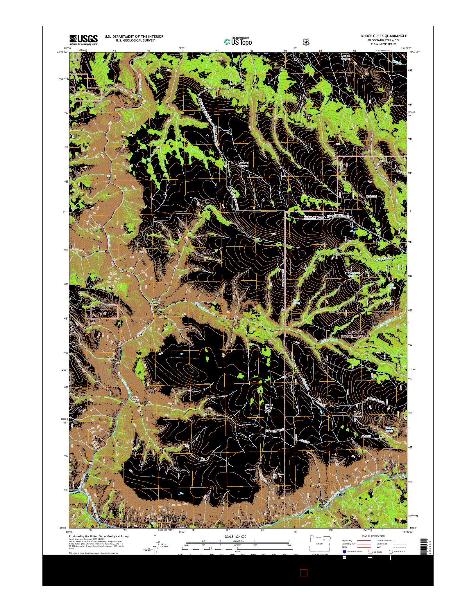 USGS US TOPO 7.5-MINUTE MAP FOR BRIDGE CREEK, OR 2017
