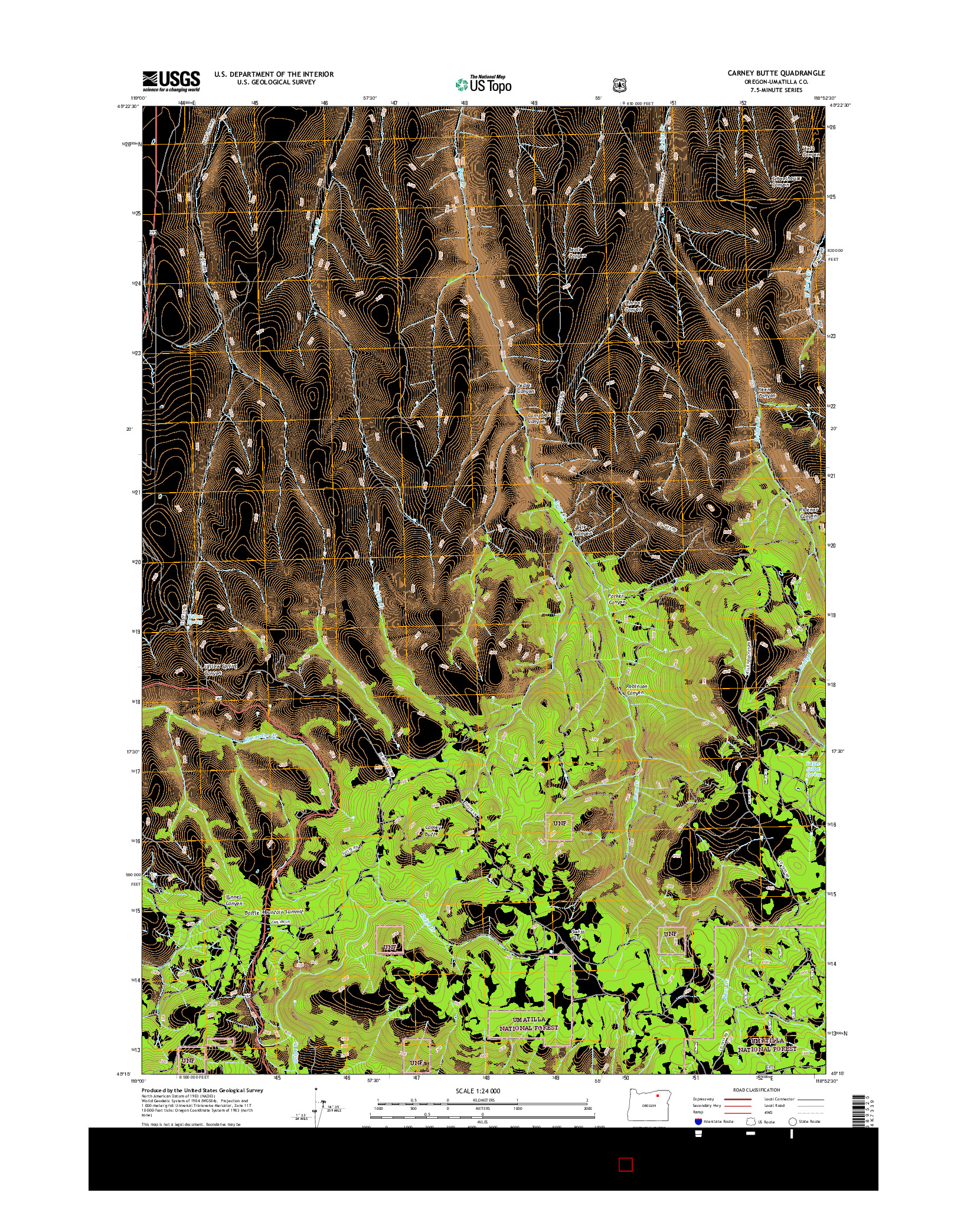 USGS US TOPO 7.5-MINUTE MAP FOR CARNEY BUTTE, OR 2017