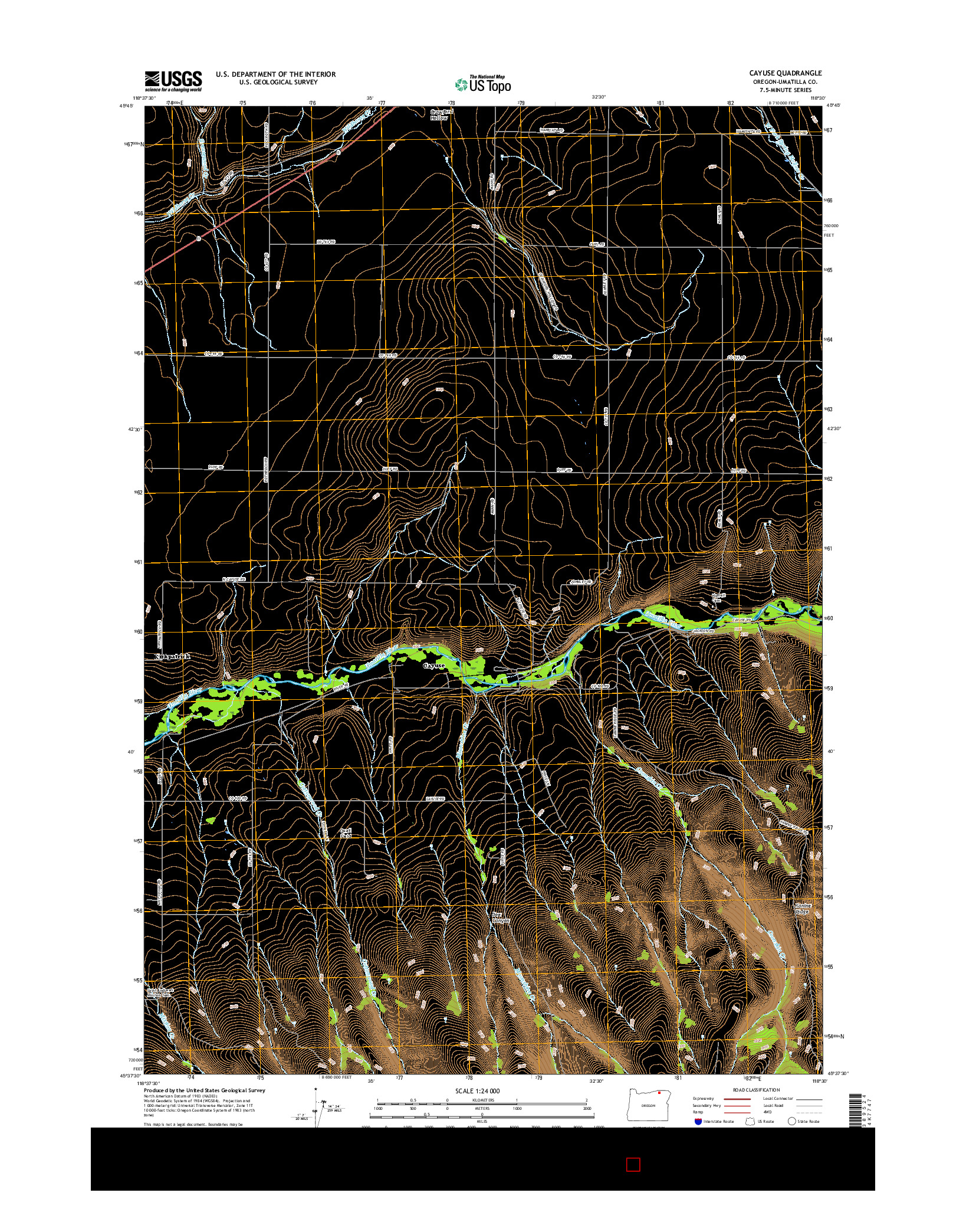 USGS US TOPO 7.5-MINUTE MAP FOR CAYUSE, OR 2017