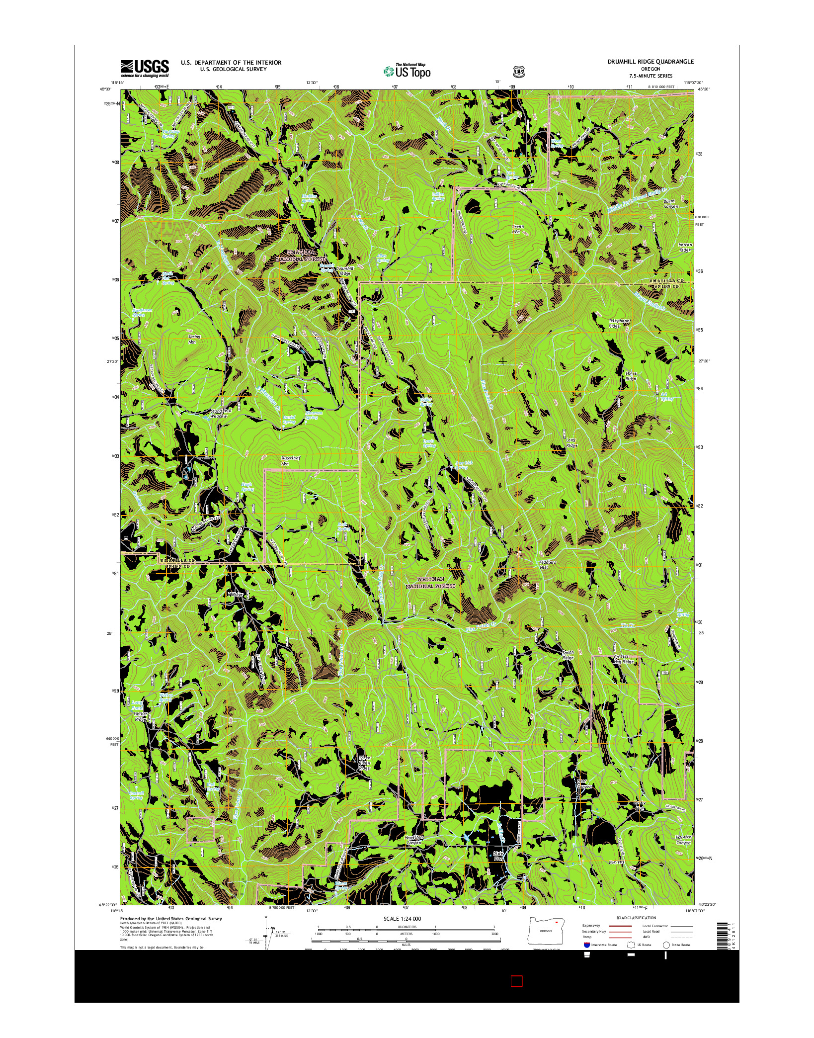 USGS US TOPO 7.5-MINUTE MAP FOR DRUMHILL RIDGE, OR 2017