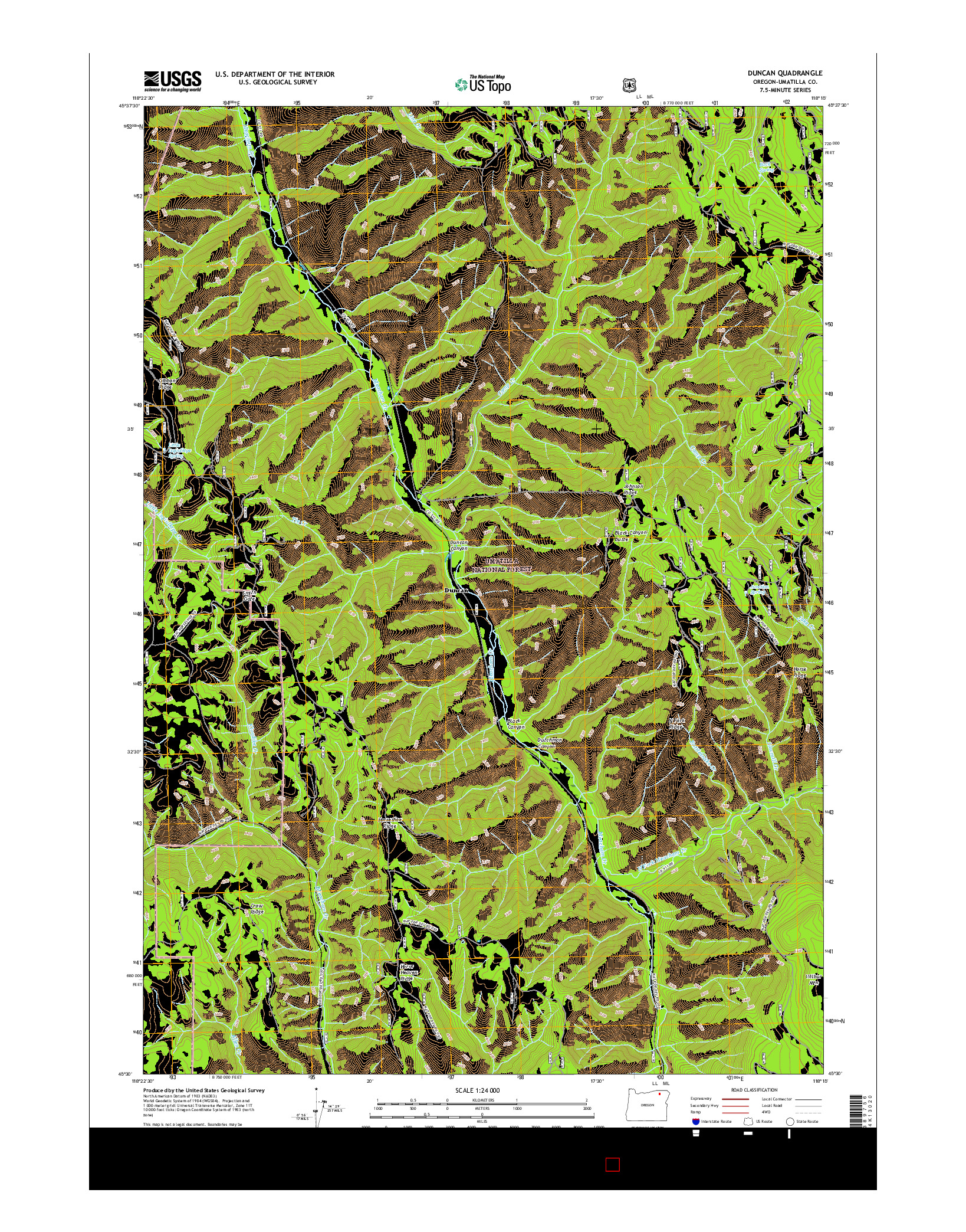 USGS US TOPO 7.5-MINUTE MAP FOR DUNCAN, OR 2017