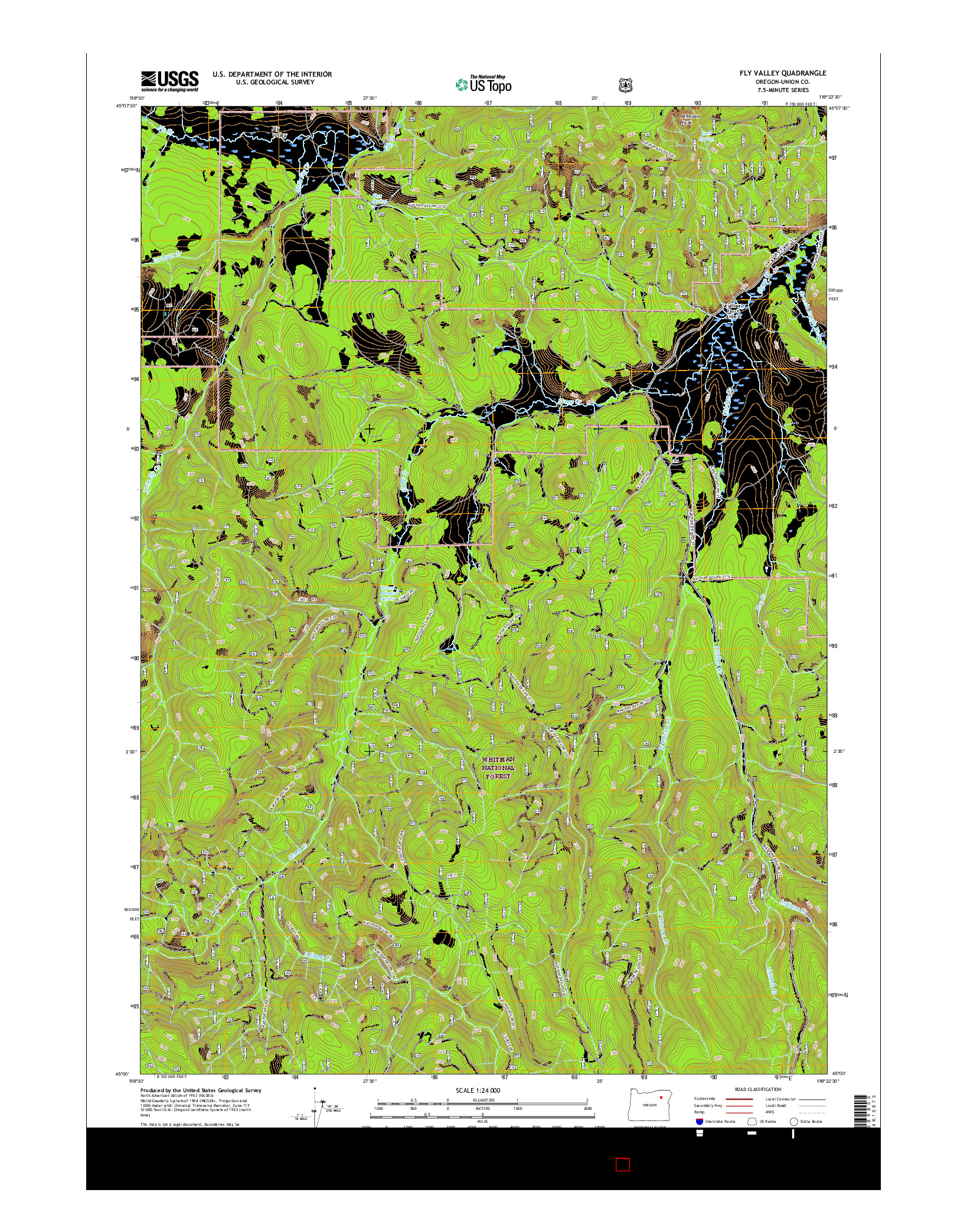 USGS US TOPO 7.5-MINUTE MAP FOR FLY VALLEY, OR 2017