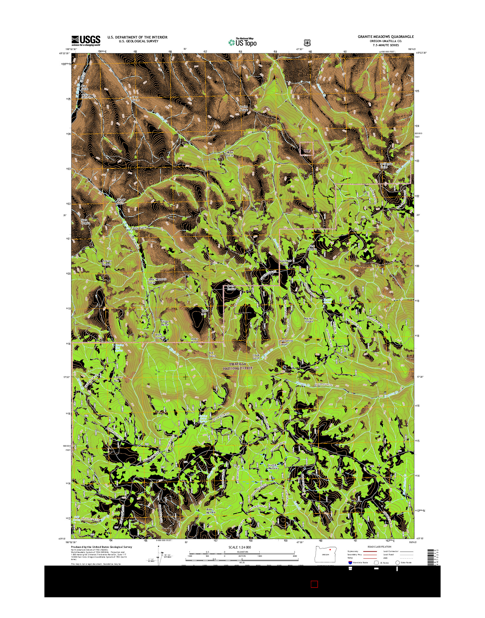 USGS US TOPO 7.5-MINUTE MAP FOR GRANITE MEADOWS, OR 2017