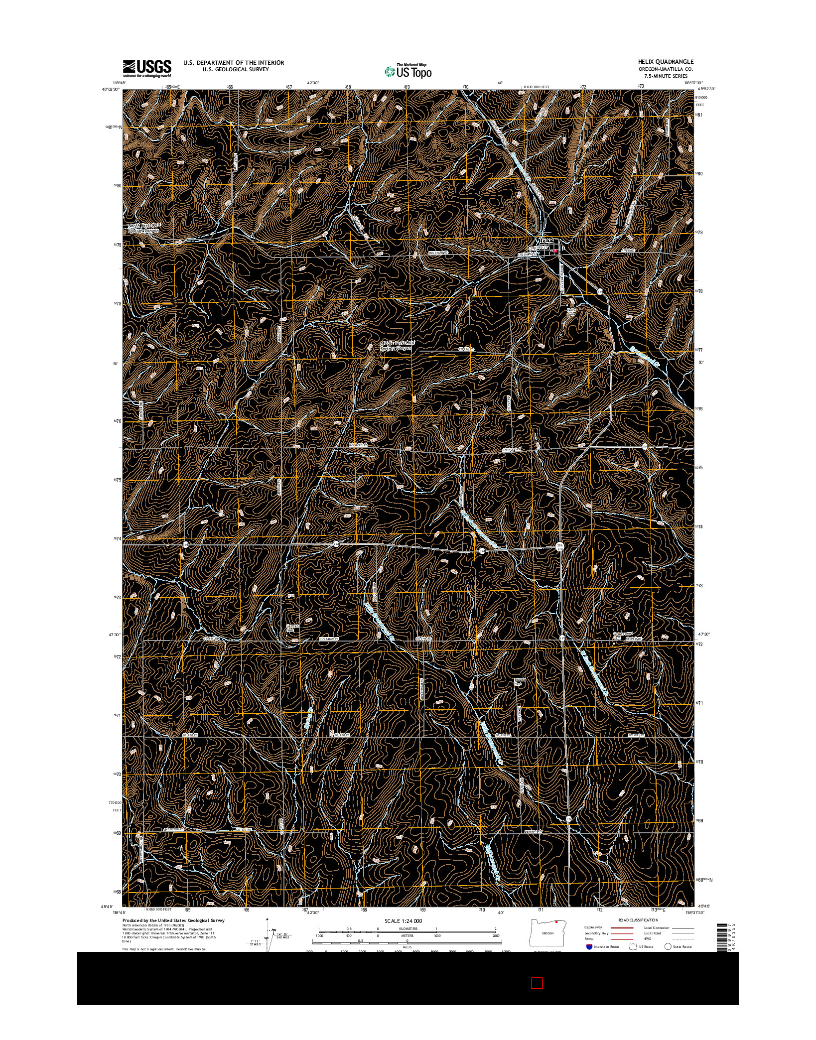 USGS US TOPO 7.5-MINUTE MAP FOR HELIX, OR 2017