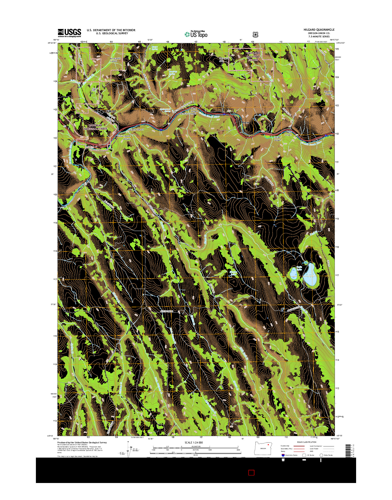 USGS US TOPO 7.5-MINUTE MAP FOR HILGARD, OR 2017