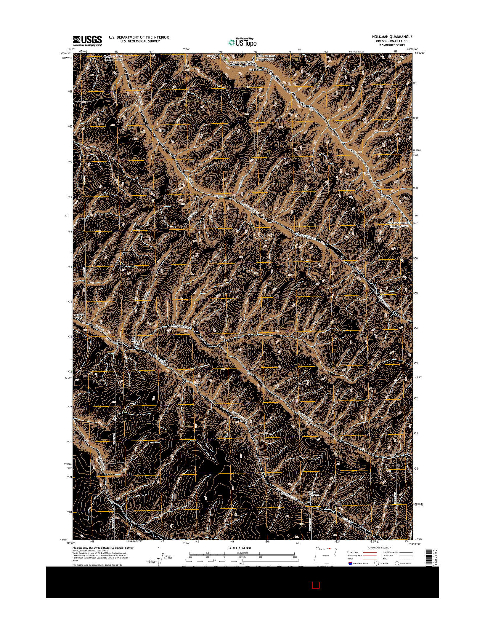 USGS US TOPO 7.5-MINUTE MAP FOR HOLDMAN, OR 2017