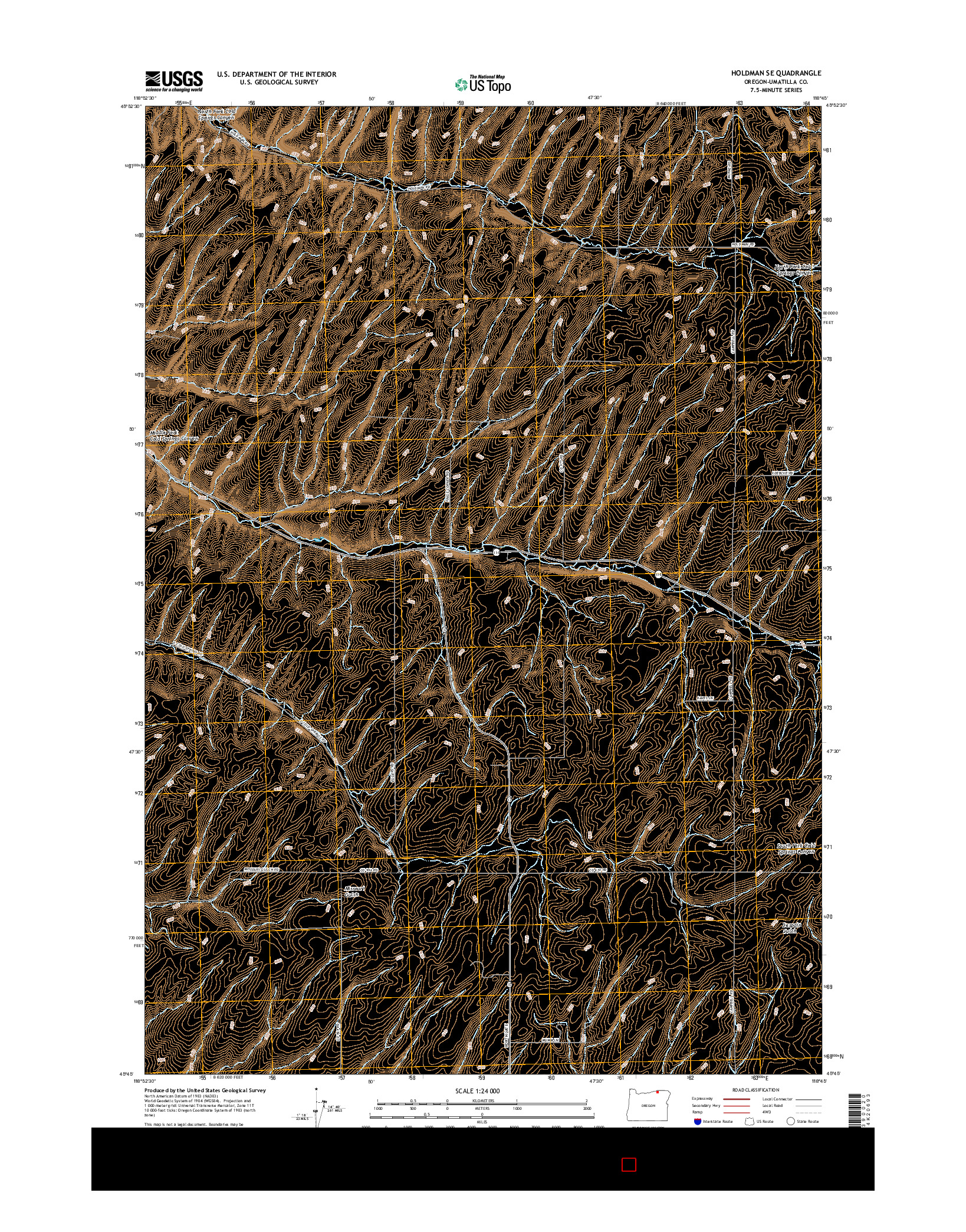 USGS US TOPO 7.5-MINUTE MAP FOR HOLDMAN SE, OR 2017