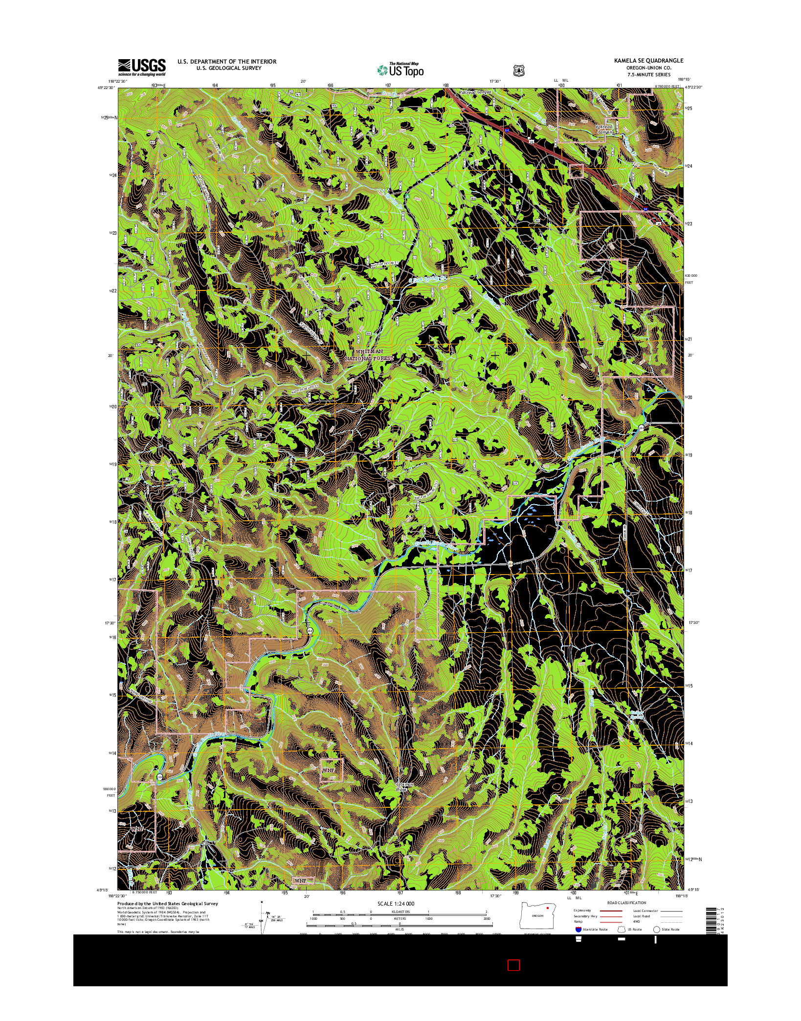 USGS US TOPO 7.5-MINUTE MAP FOR KAMELA SE, OR 2017