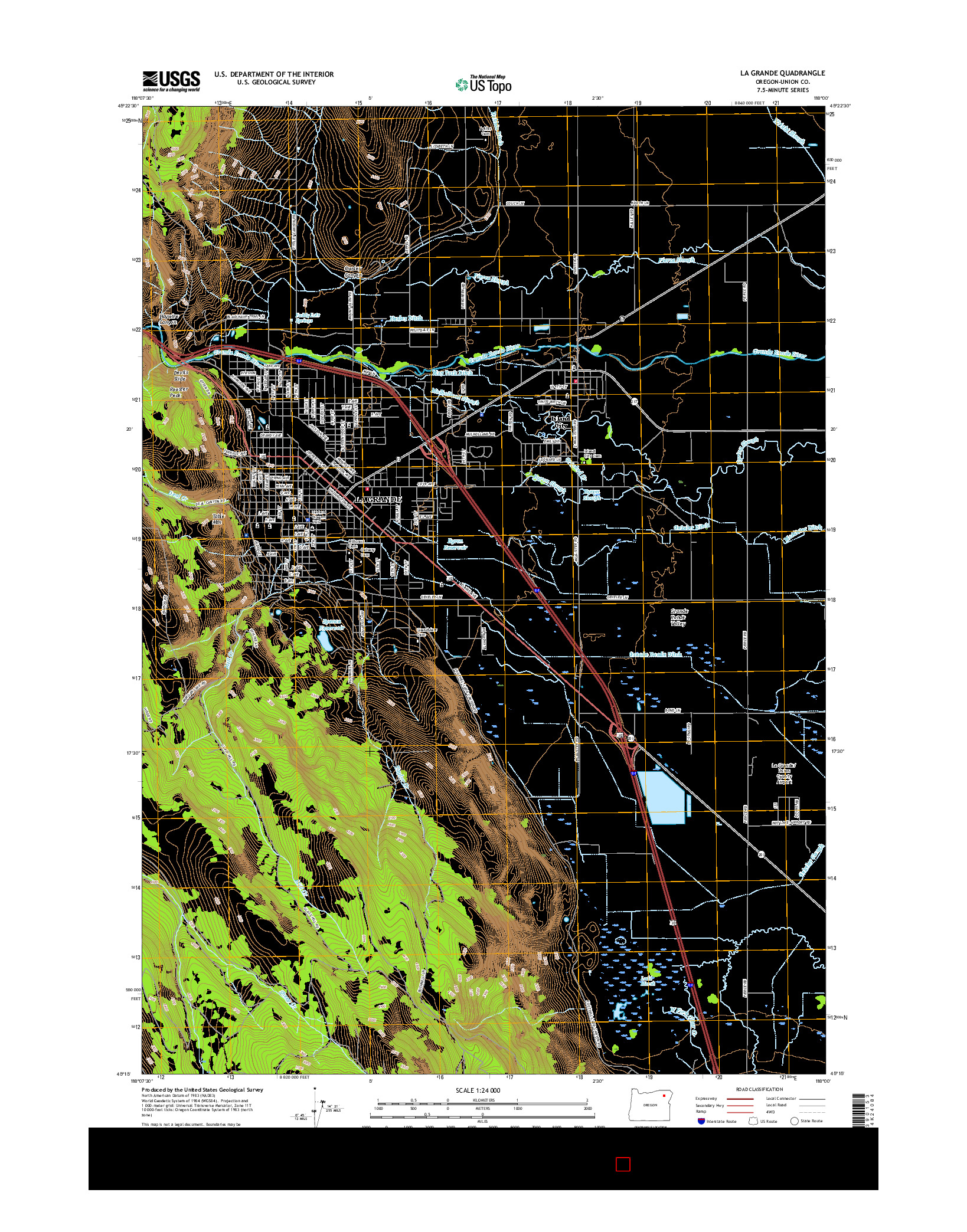 USGS US TOPO 7.5-MINUTE MAP FOR LA GRANDE, OR 2017
