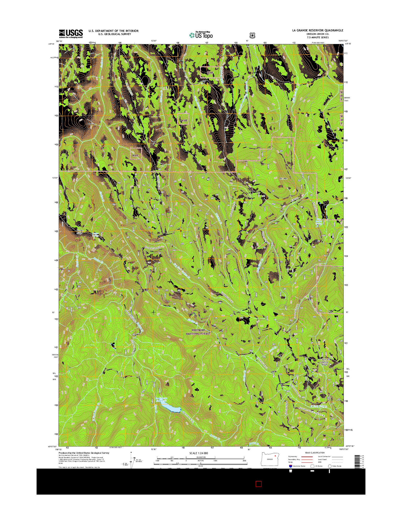 USGS US TOPO 7.5-MINUTE MAP FOR LA GRANDE RESERVOIR, OR 2017