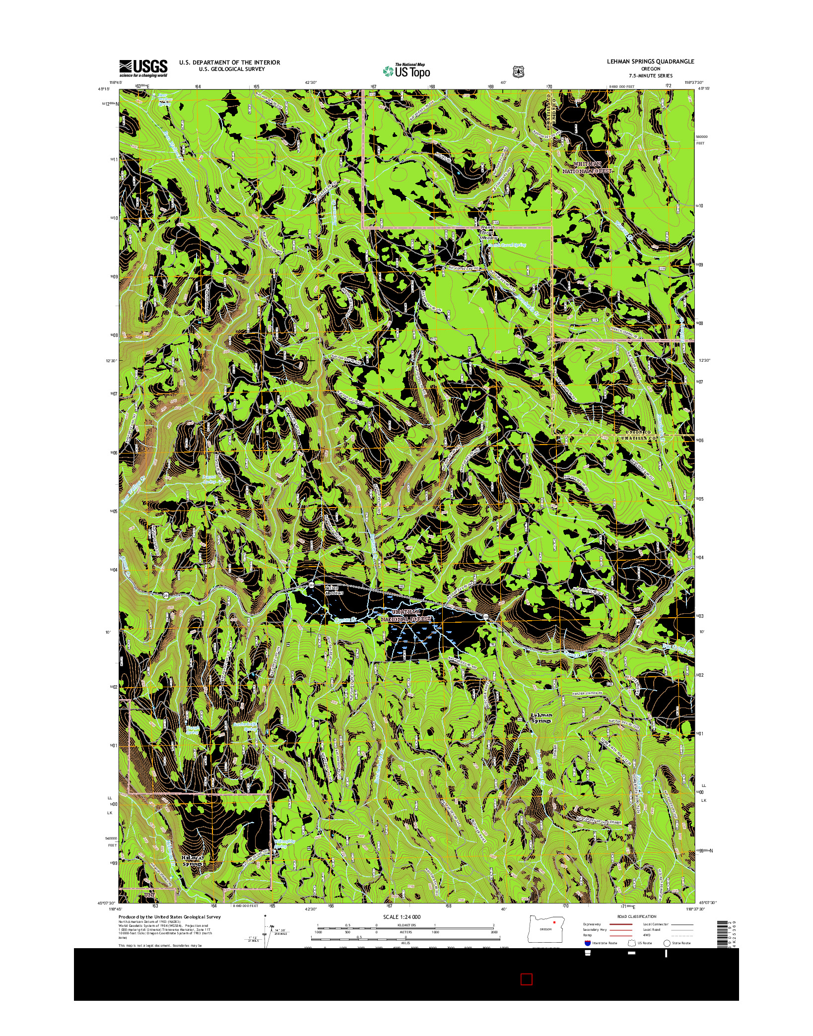 USGS US TOPO 7.5-MINUTE MAP FOR LEHMAN SPRINGS, OR 2017