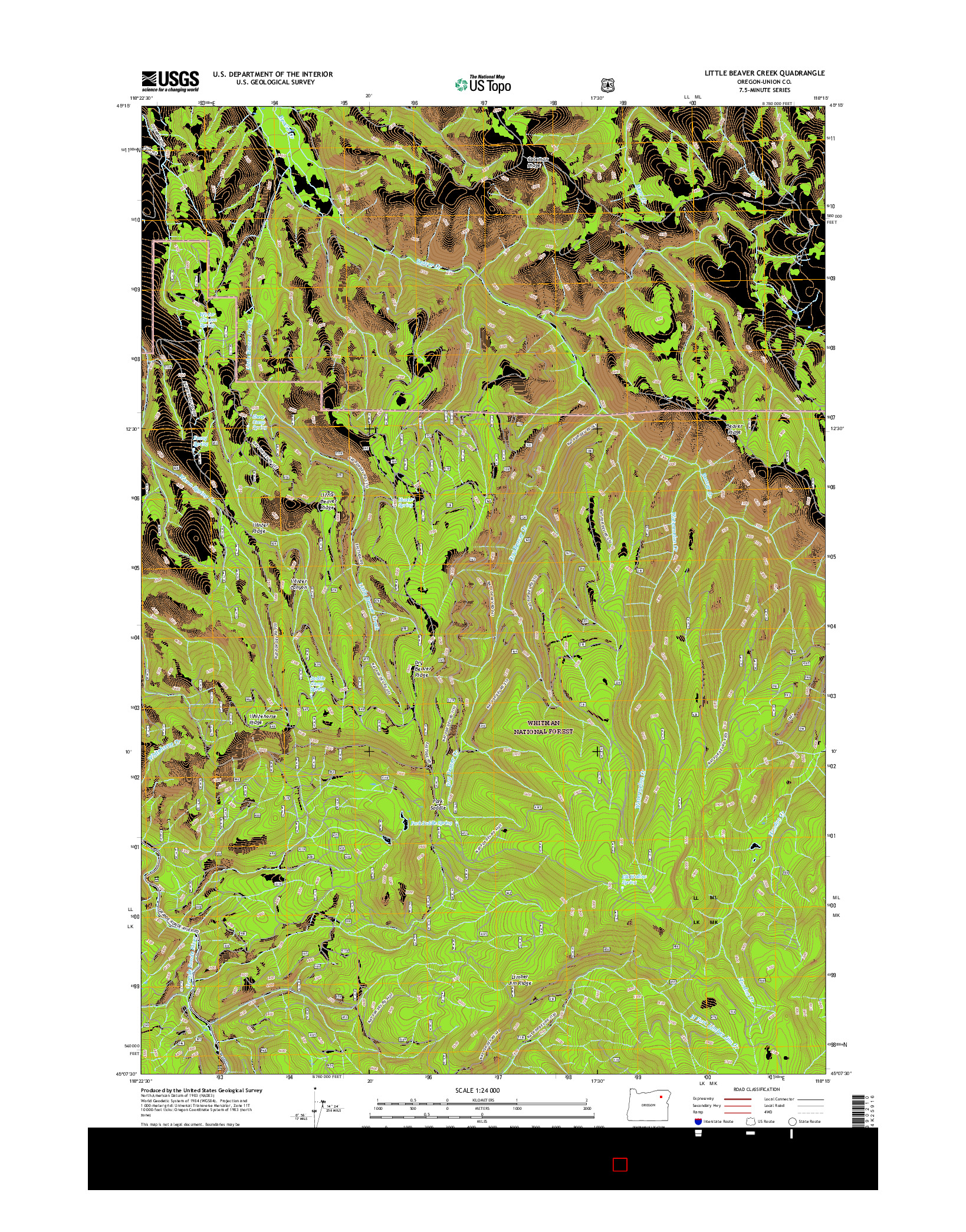 USGS US TOPO 7.5-MINUTE MAP FOR LITTLE BEAVER CREEK, OR 2017