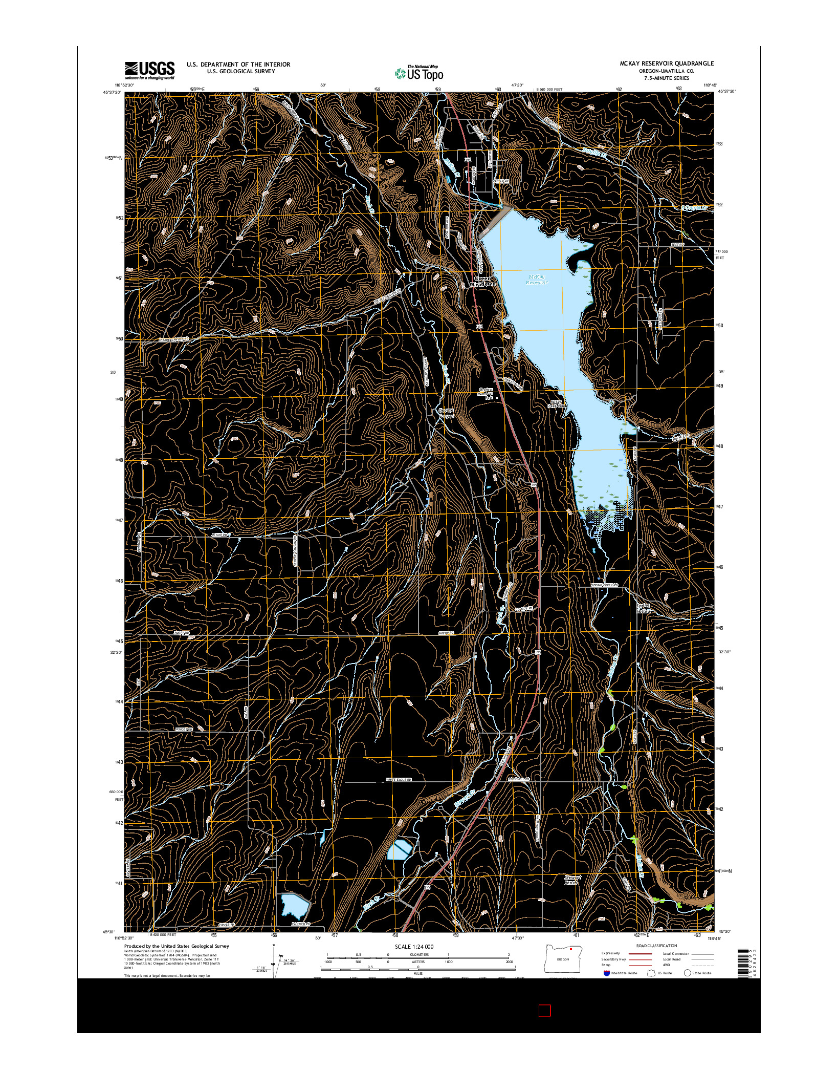 USGS US TOPO 7.5-MINUTE MAP FOR MCKAY RESERVOIR, OR 2017