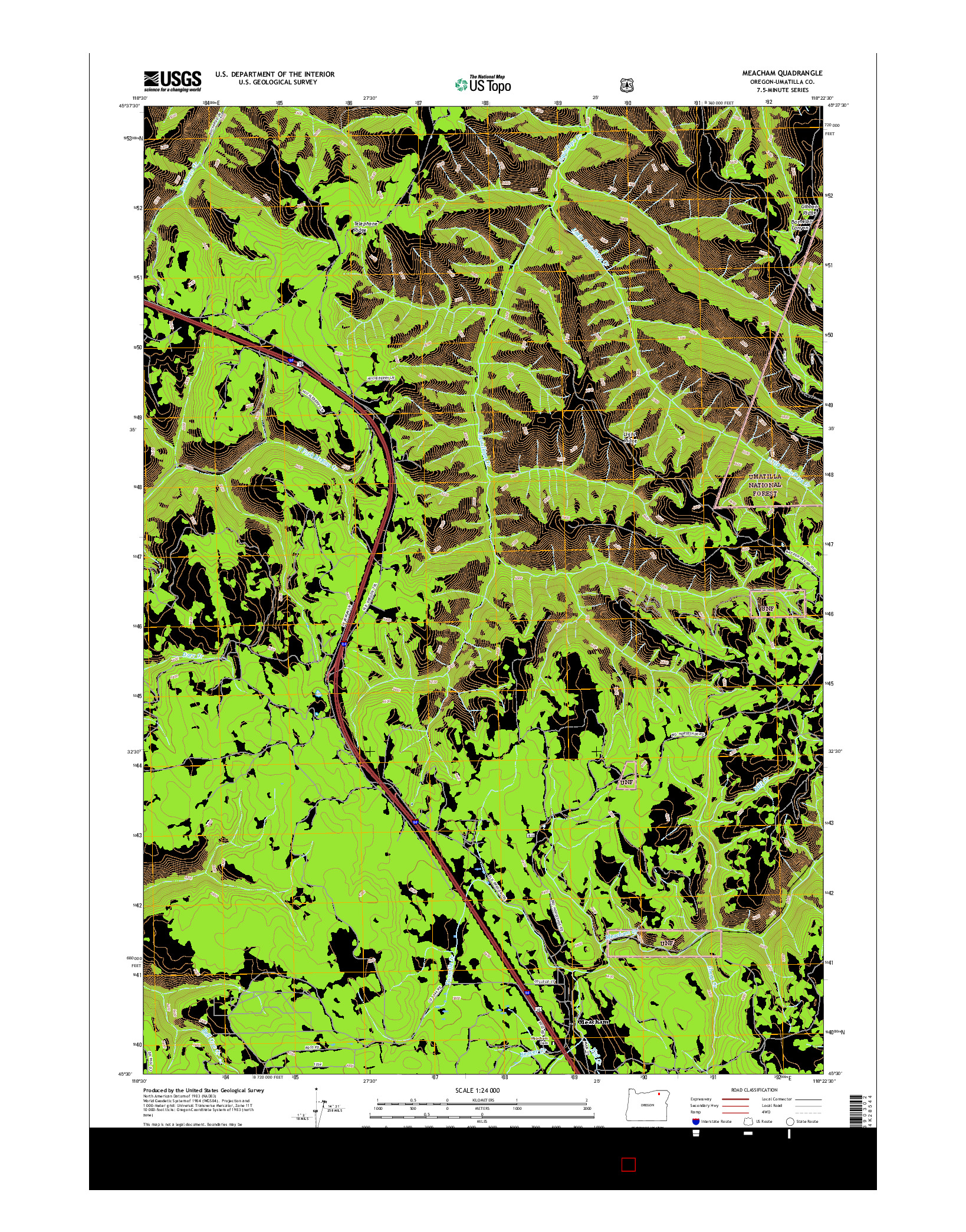 USGS US TOPO 7.5-MINUTE MAP FOR MEACHAM, OR 2017