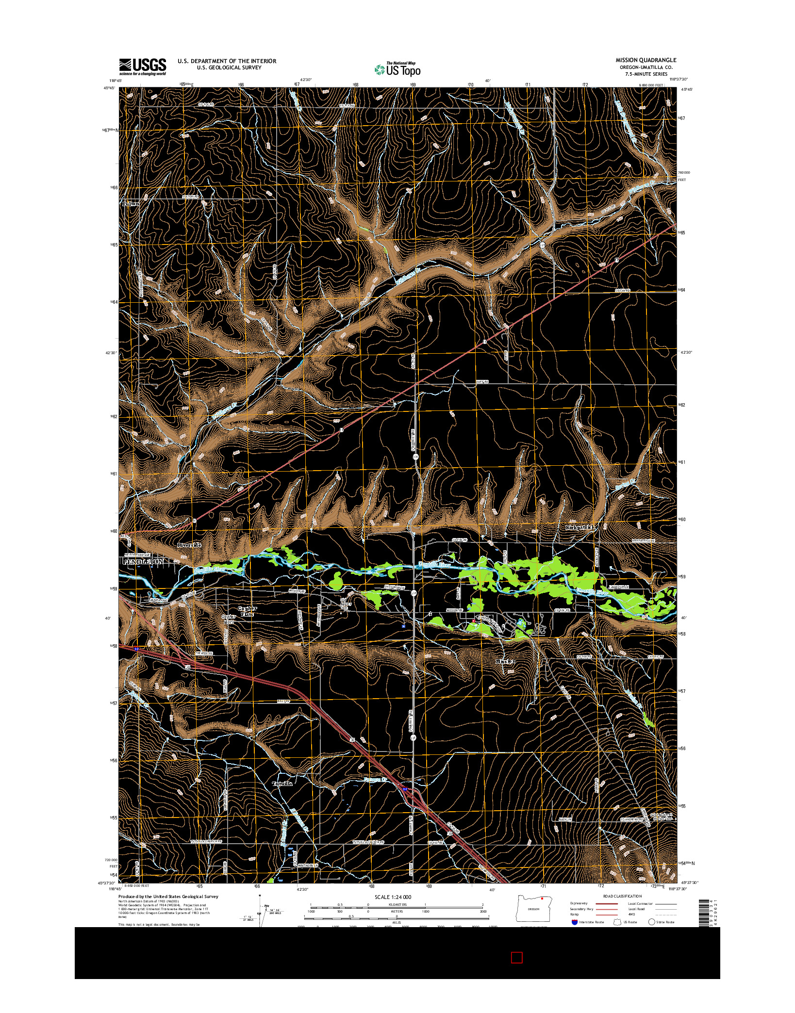 USGS US TOPO 7.5-MINUTE MAP FOR MISSION, OR 2017