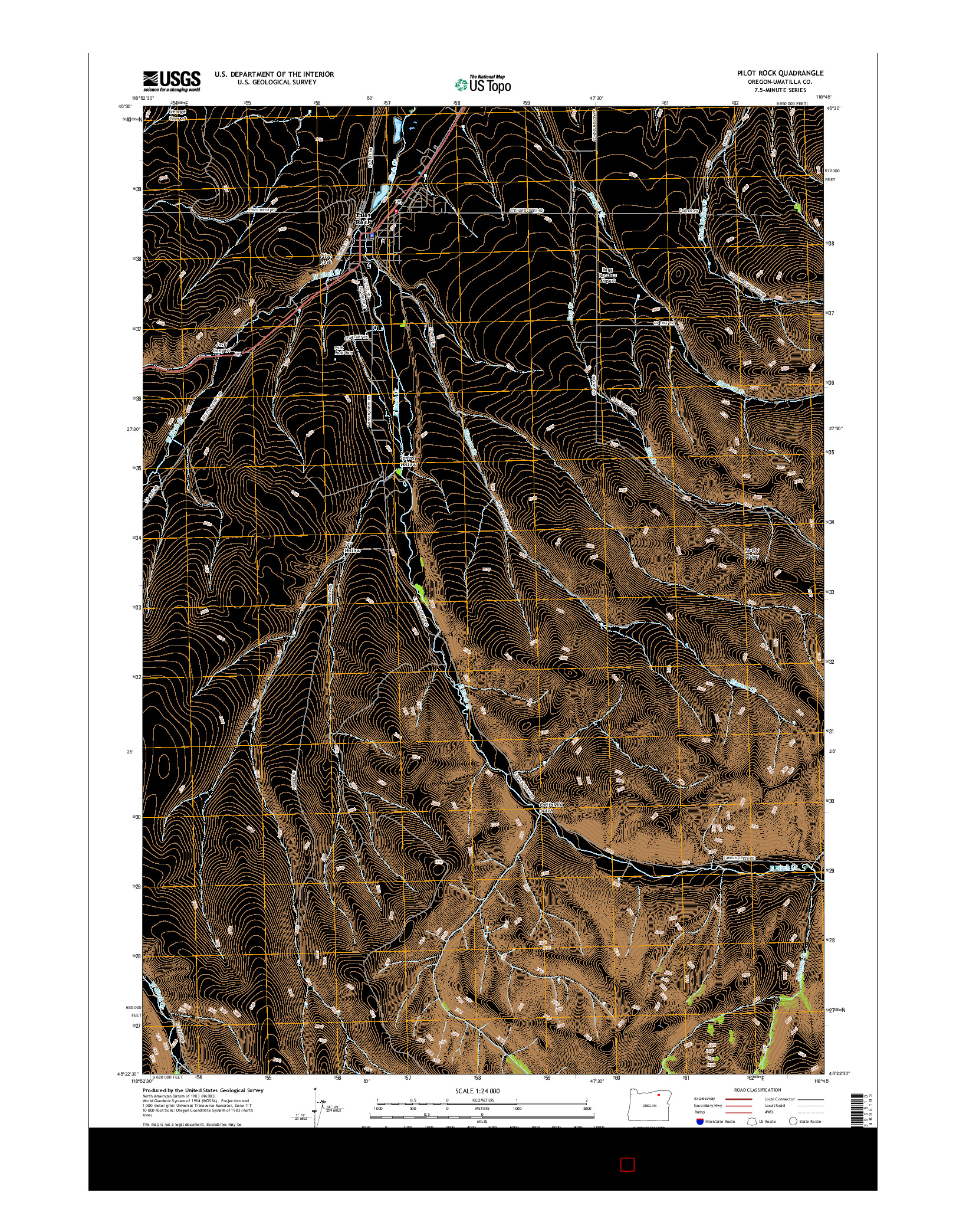 USGS US TOPO 7.5-MINUTE MAP FOR PILOT ROCK, OR 2017