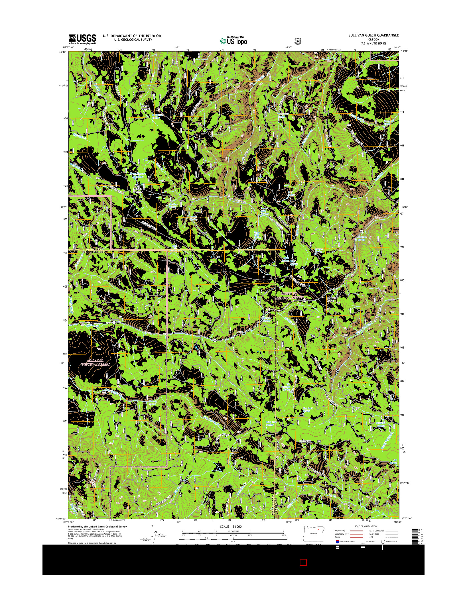 USGS US TOPO 7.5-MINUTE MAP FOR SULLIVAN GULCH, OR 2017