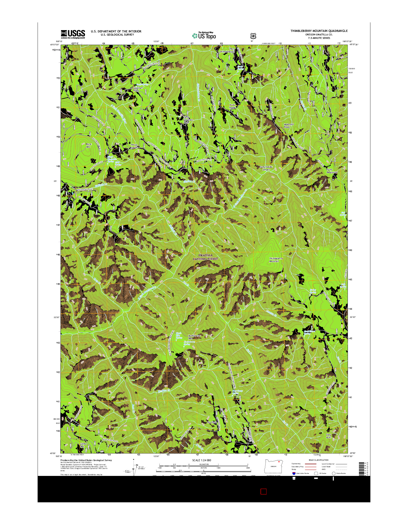 USGS US TOPO 7.5-MINUTE MAP FOR THIMBLEBERRY MOUNTAIN, OR 2017