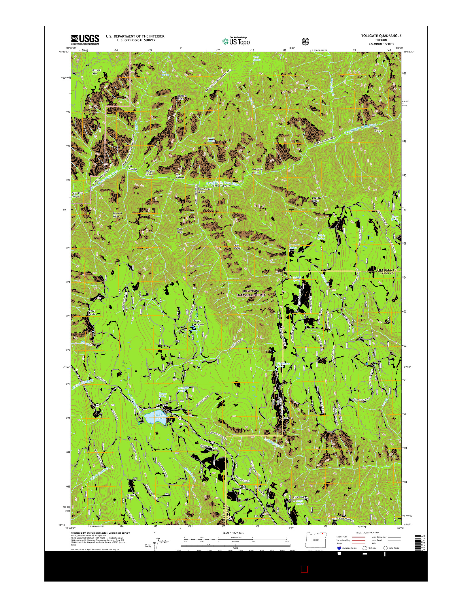 USGS US TOPO 7.5-MINUTE MAP FOR TOLLGATE, OR 2017