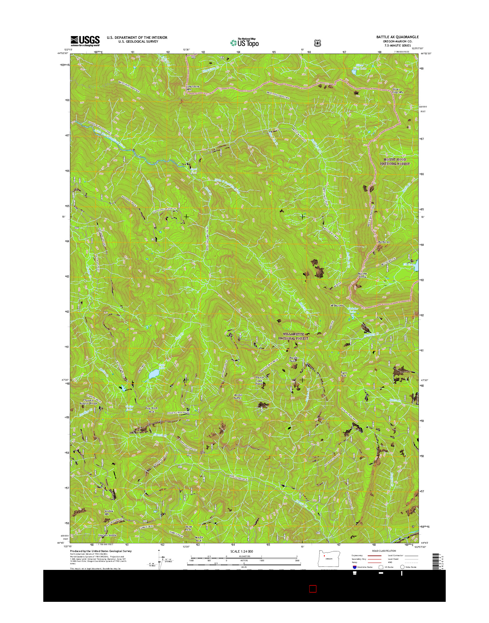 USGS US TOPO 7.5-MINUTE MAP FOR BATTLE AX, OR 2017