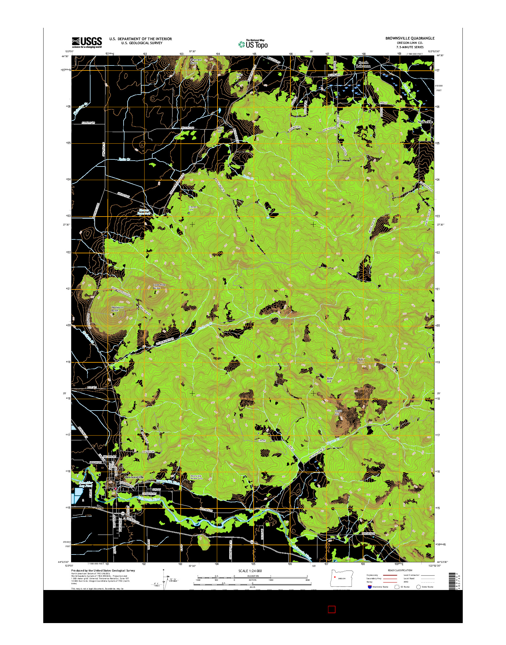 USGS US TOPO 7.5-MINUTE MAP FOR BROWNSVILLE, OR 2017