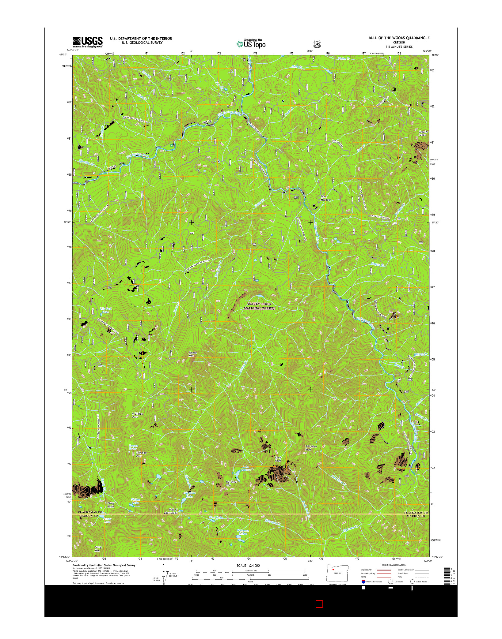 USGS US TOPO 7.5-MINUTE MAP FOR BULL OF THE WOODS, OR 2017