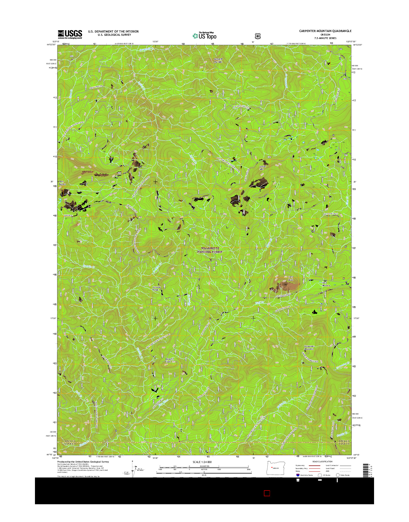 USGS US TOPO 7.5-MINUTE MAP FOR CARPENTER MOUNTAIN, OR 2017